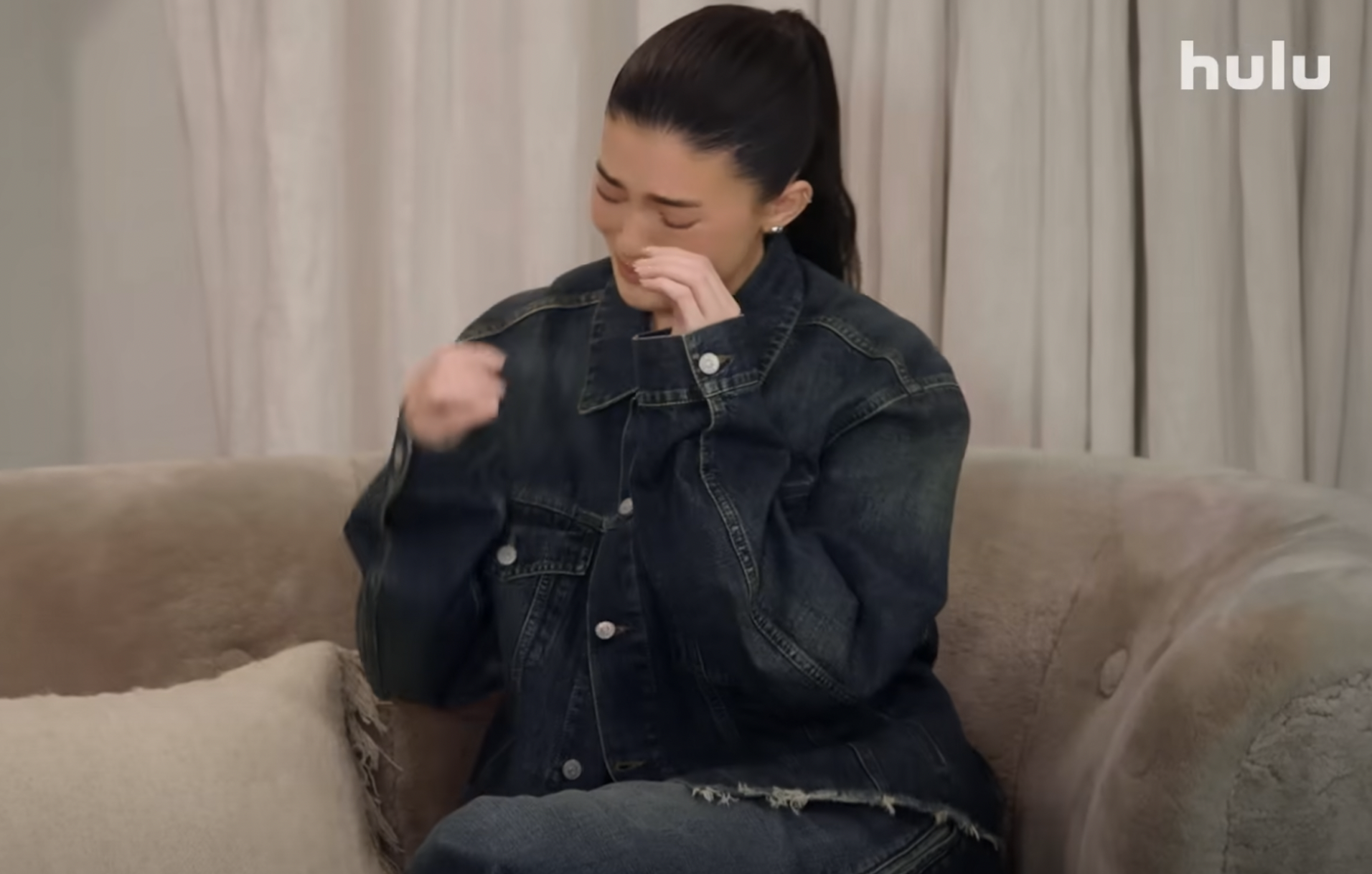 Kylie Jenner appeared to break down after hearing the news. Photo / Hulu
