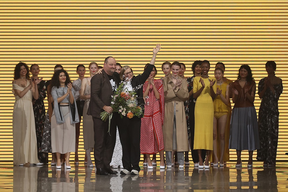 Kate Sylvester and Wayne Conway at the end of their final runway show at last year's New Zealand Fashion Week. Photo / Getty Images