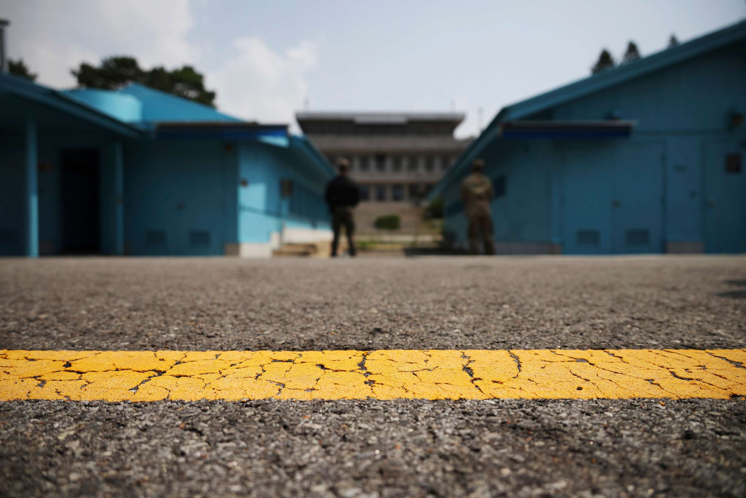 A general view shows the truce village of Panmunjom inside the demilitarised zone (DMZ) separating the two Koreas. An American has crossed the heavily fortified border from South Korea into North Korea. Photo / AP