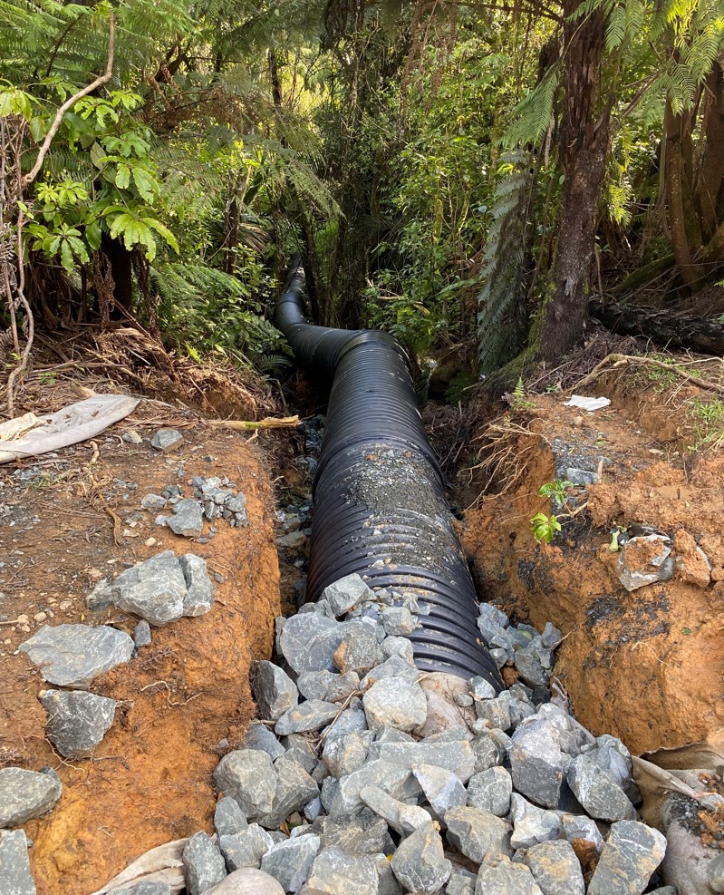 Drainage has been improved across the Mangamuka Gorge with improvements including large pipes to carry water away from the road edges. Photo / David Fisher
