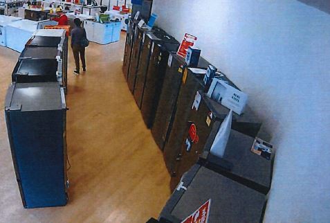 Security camera footage captures Wong Wai Fat and Li Hao shopping for a large fridge. Photo / Supplied