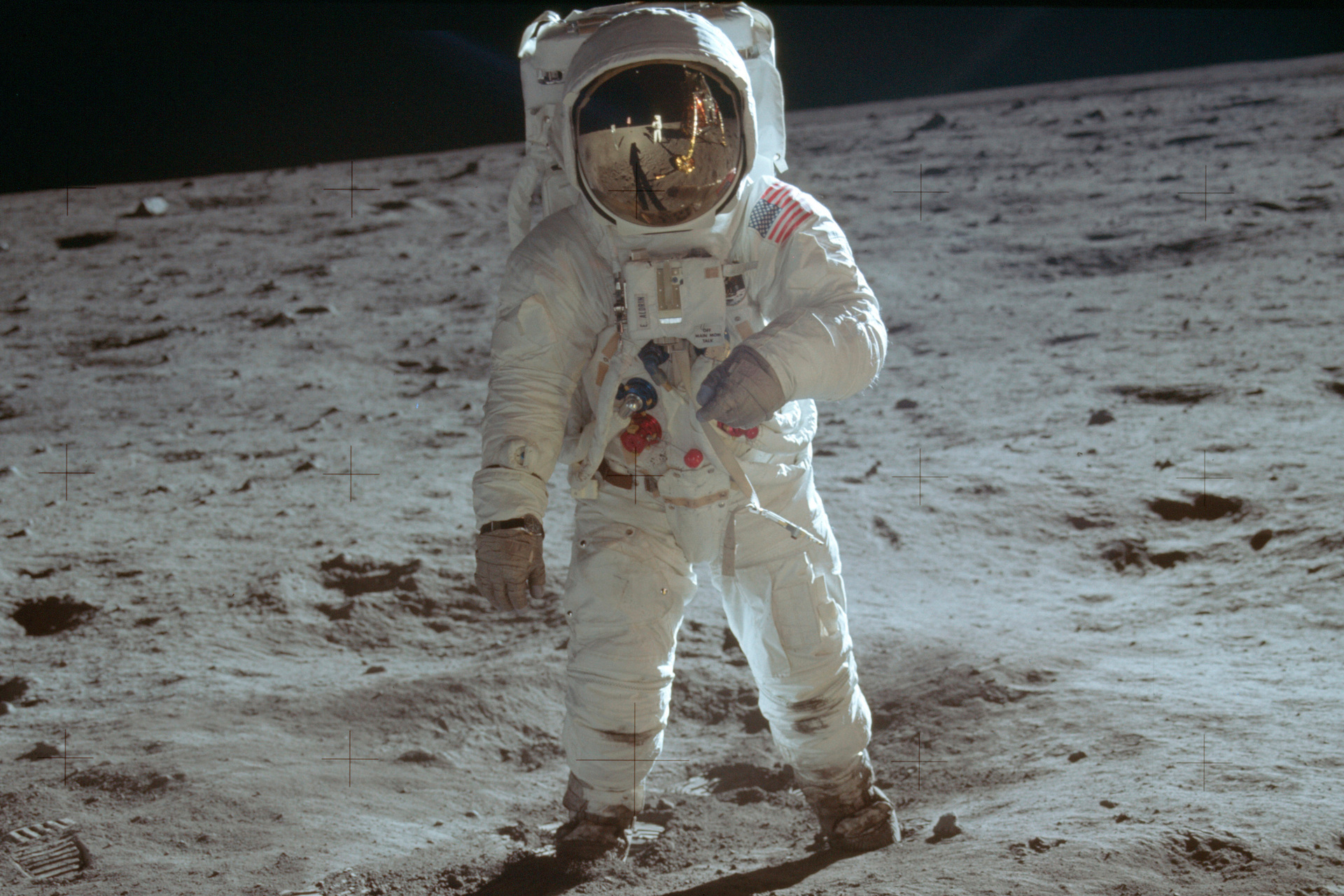 Astronaut Buzz Aldrin, lunar module pilot, walks on the surface of the moon during the Apollo 11 extravehicular activity. Photo / AP