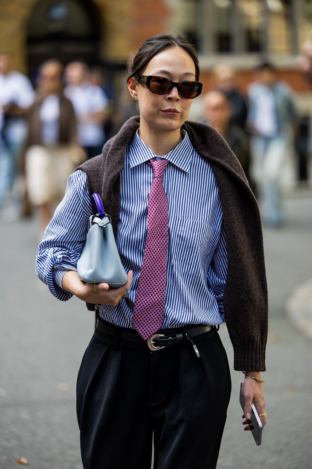 A smartly dressed guest outside the Ahluwalia show during London Fashion Week. Photo / Getty Images