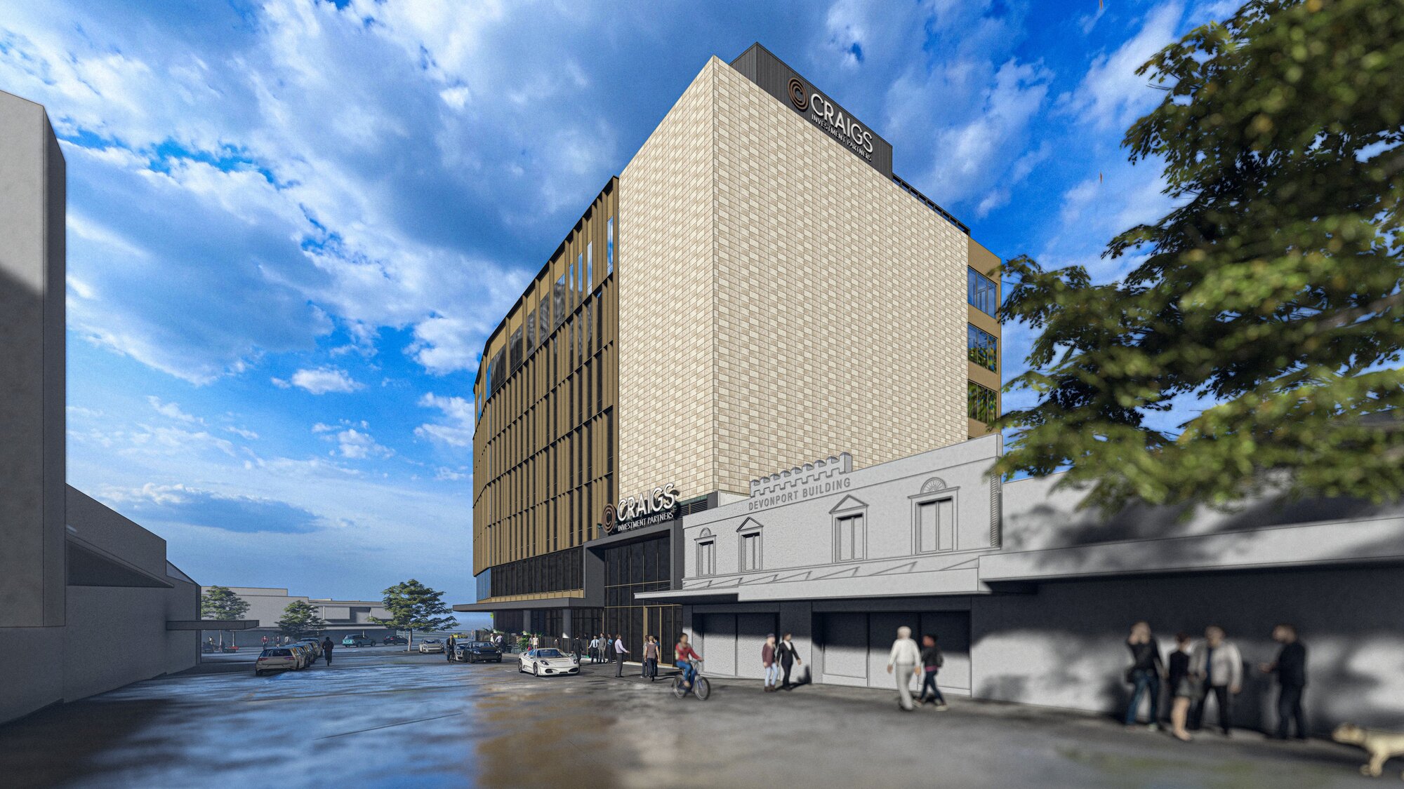 A design render of 2 Devonport Rd from Wingate Architects. Craigs Investment Partners will be the anchor tenant. 
