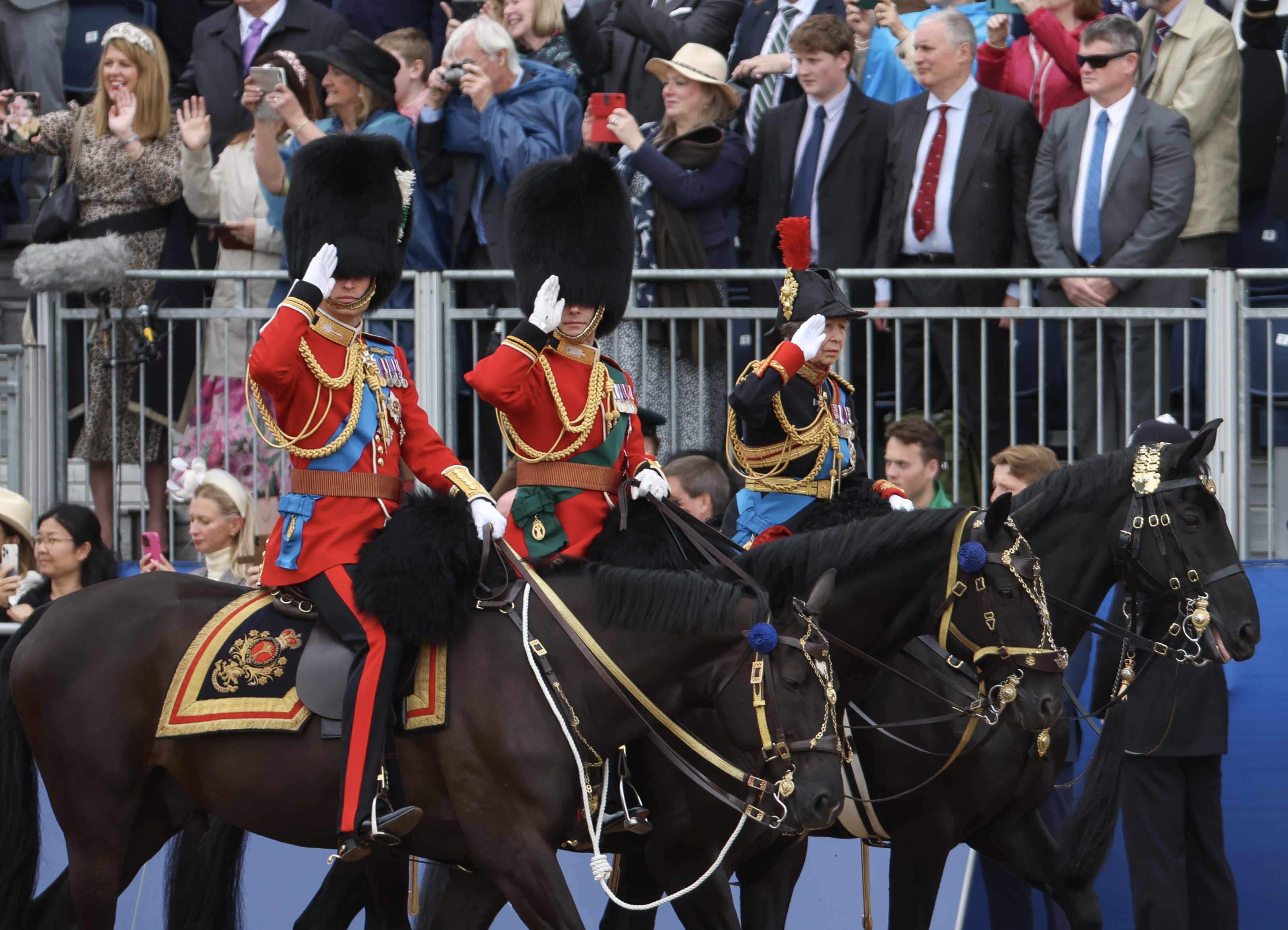 Prince William, Prince of Wales, Prince Edward, Duke of Edinburgh and Princess Anne the Princess Royal during Trooping the Colour. Photo / Getty Images