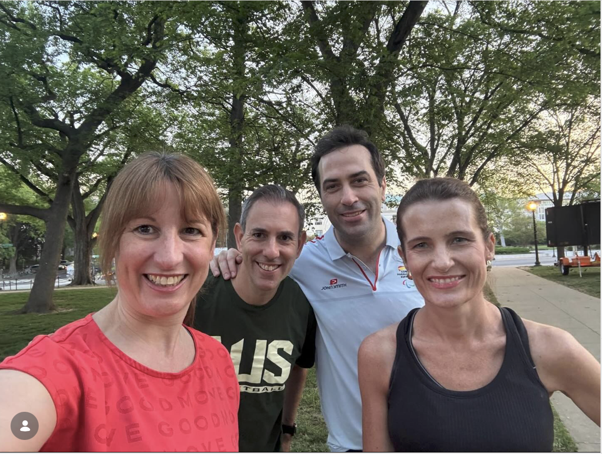 Finance Minister Nicola Willis (right) has been out jogging in Washington DC with other Finance Ministers. Photo / Instagram