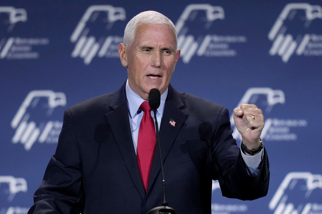 Former US Vice President Mike Pence speaks at an event on November 18, 2022, in Las Vegas. Pence has declined to endorse Trump, his former running mate. Photo / AP