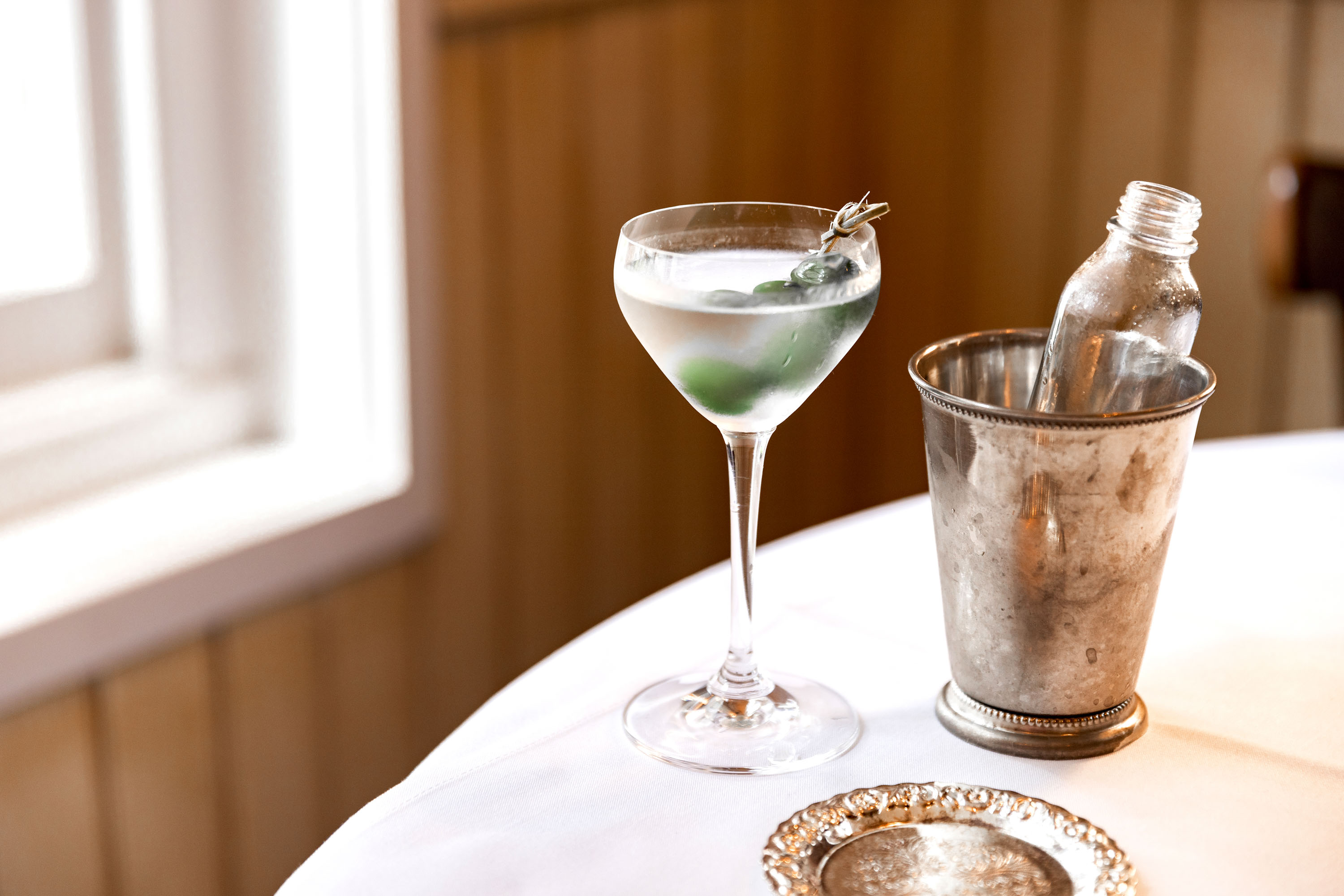 Boulcott Street Bistro's martini comes with pewter accessories. Photo / Babiche Martens