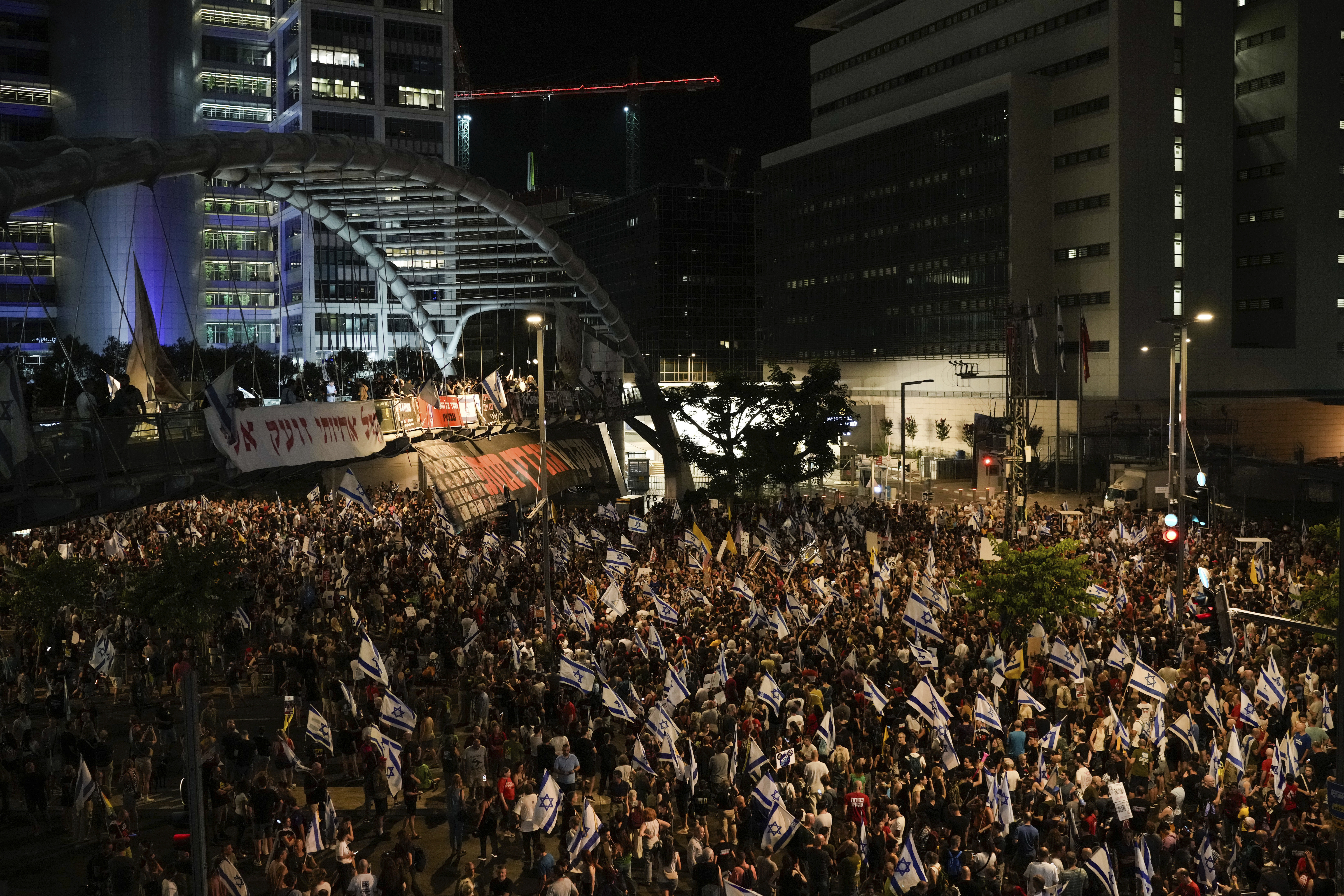 People protest against Israeli Prime Minister Benjamin Netanyahu's Government. Photo / AP