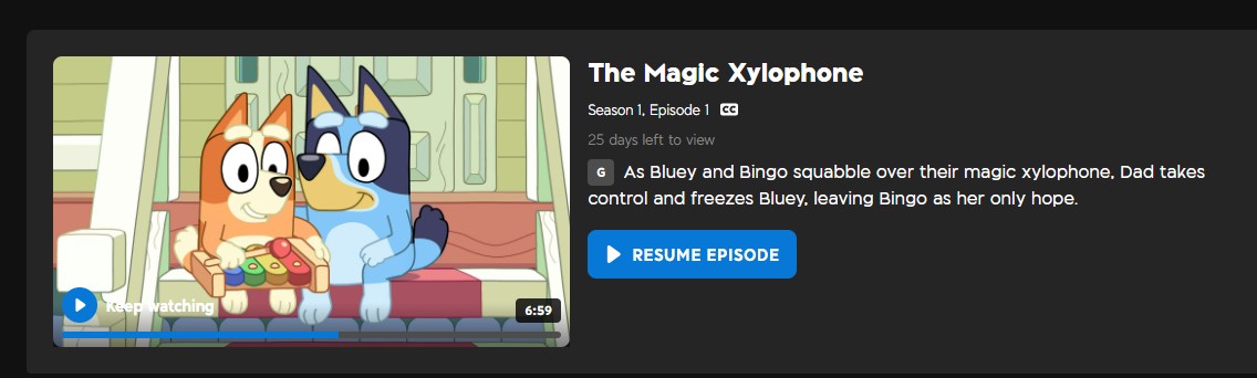 A small notice has started appearing on some Bluey episodes on TVNZ+.