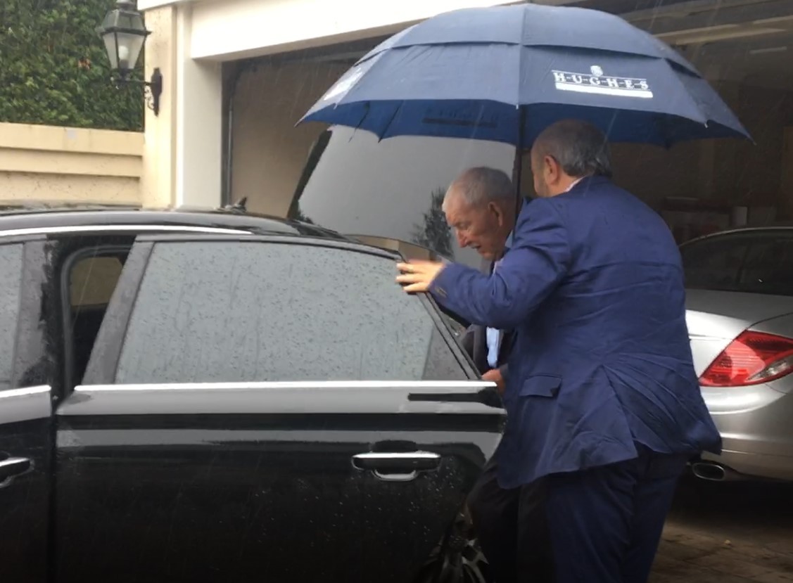 Sir Ron Brierley being collected from his Point Piper, Sydney, mansion in February 2020. Photo / David Fisher