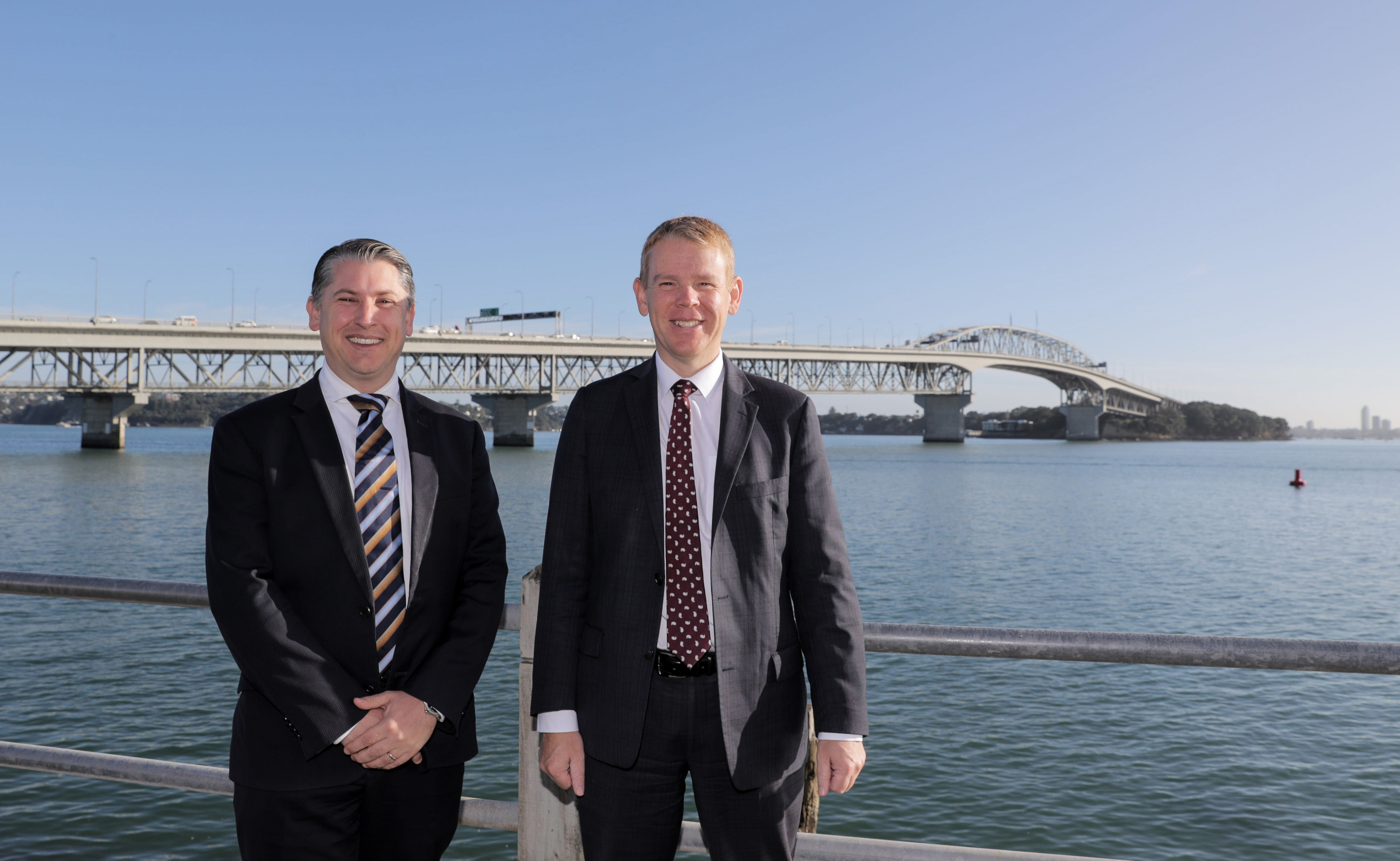 On March 30, Prime Minister Chris Hipkins (right), and Transport Minister Michael Wood announced options for a new harbour crossing. Photo / Michael Craig 