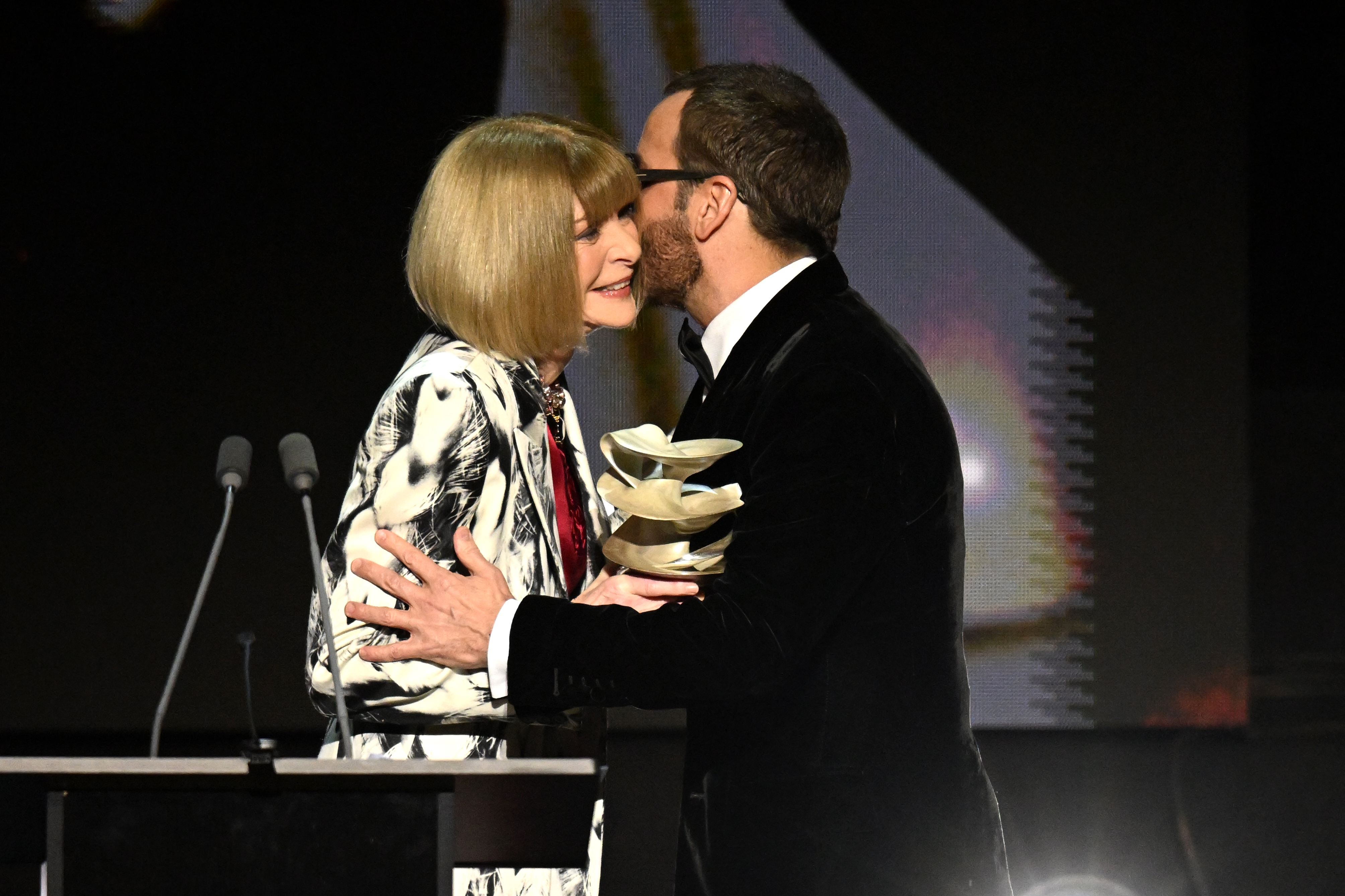 Wintour became emotional when awarding Ford his Outstanding Achievement Award. Photo / Getty Images