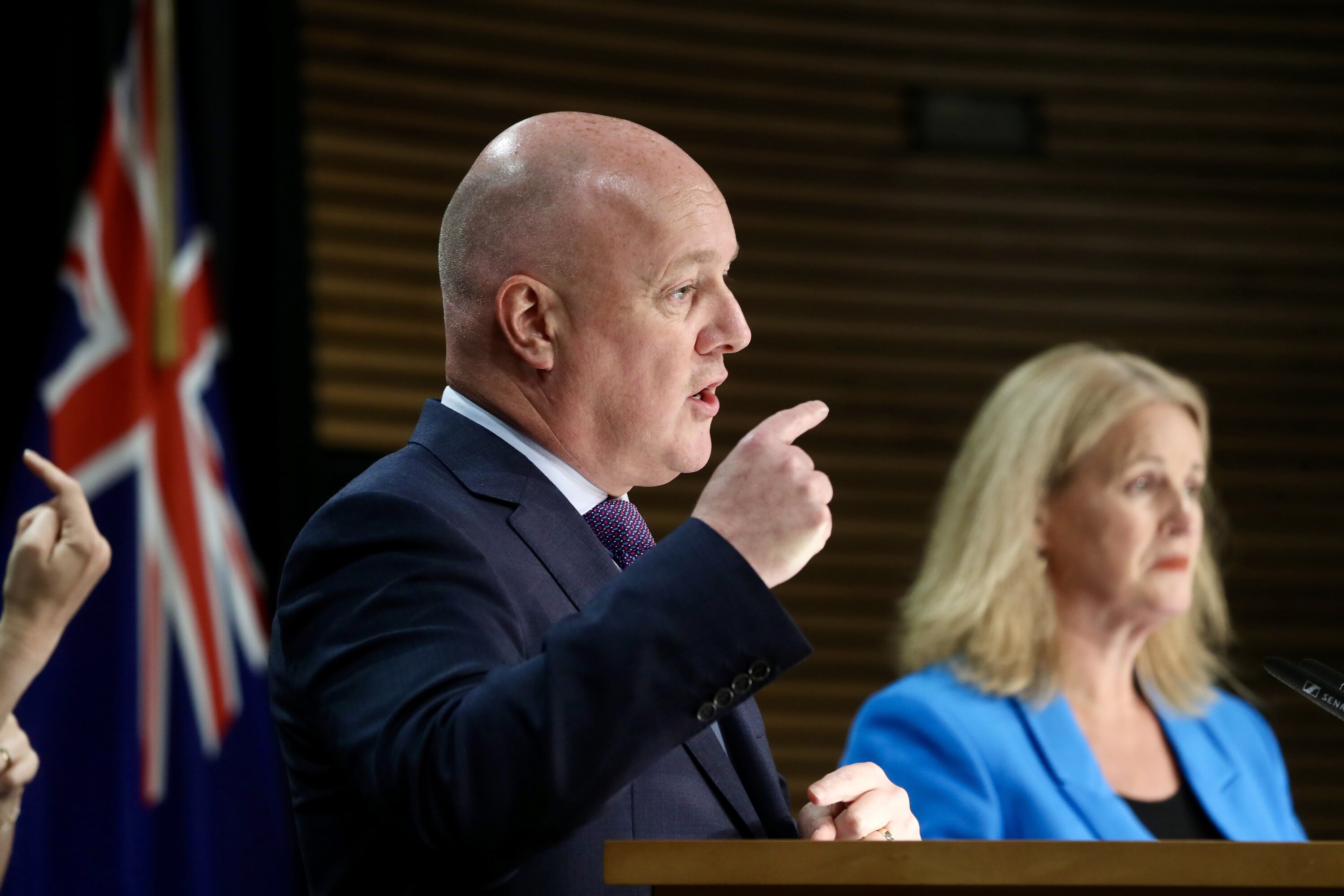 Prime Minister Christopher Luxon (left) and Social Development and Employment Minister Louise Upston. Photo / Mark Mitchell