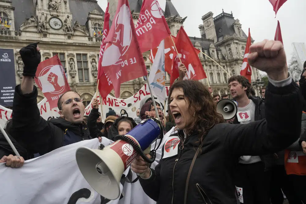 The move is likely to enrage unions and other opponents of the pension plan, including protesters gathered in spots around France today as the decision came down. Photo / AP