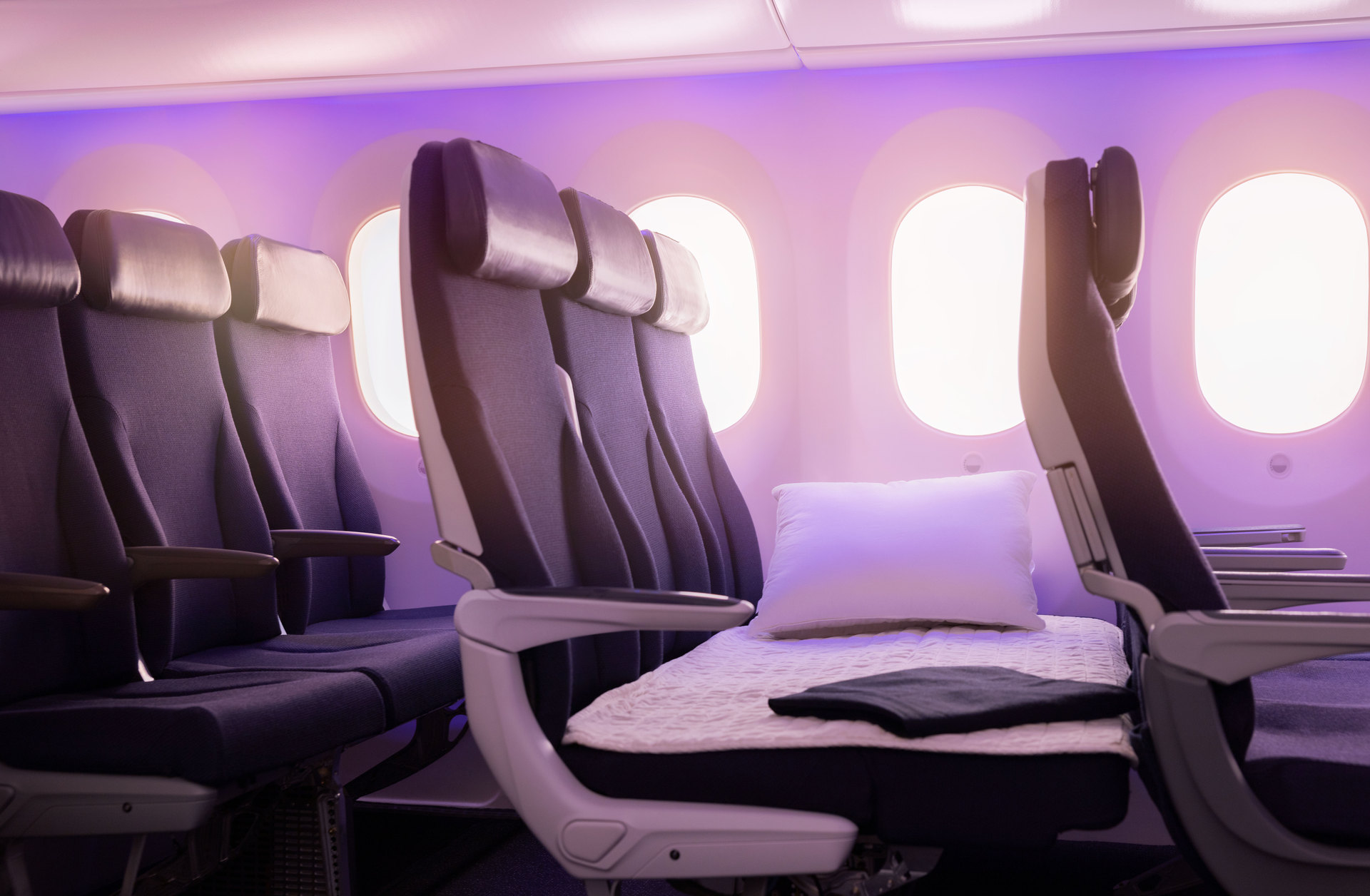 The revamped skycouch: an optional upgrade that Air NZ has been offering on 787s and 777s for years.