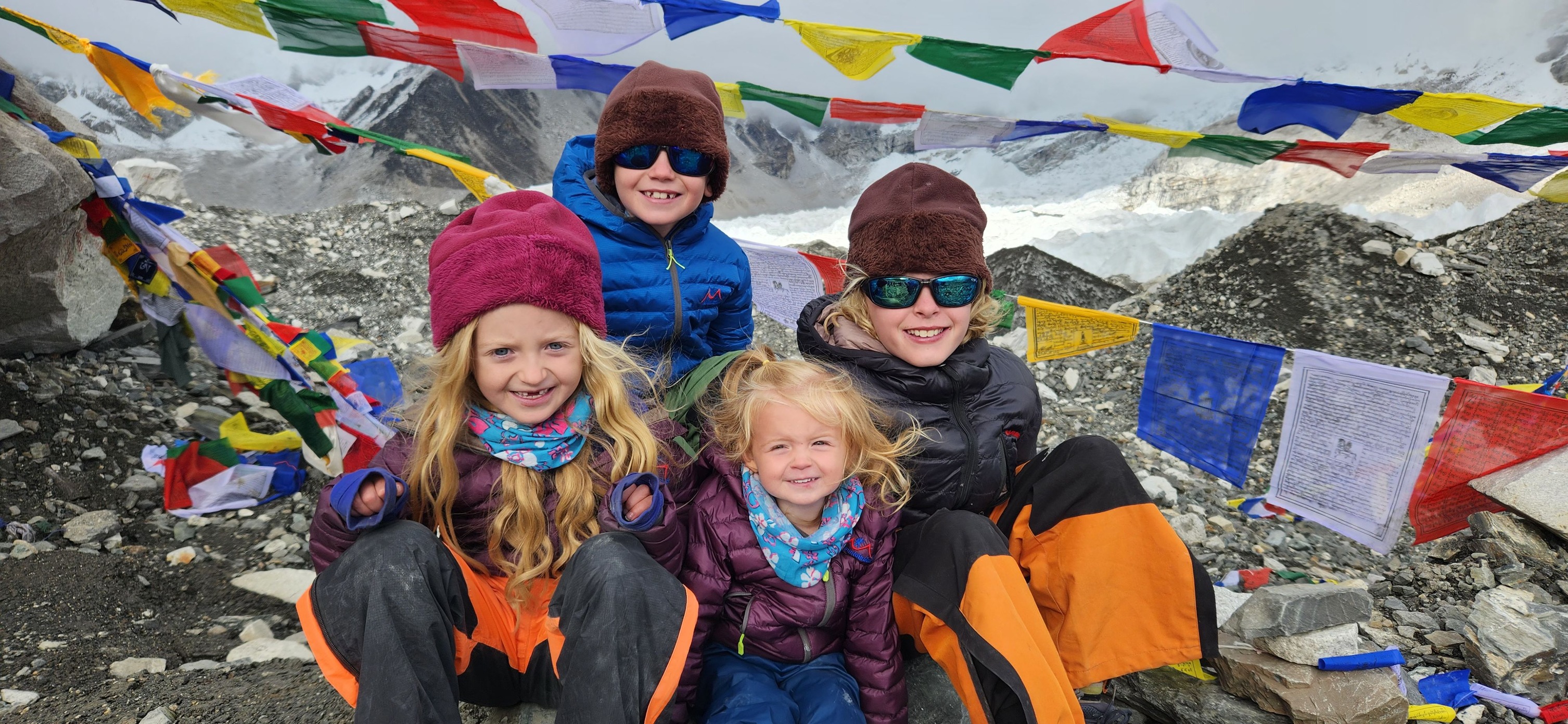 The Matulis children reach Everest Base Camp. Photo / Supplied