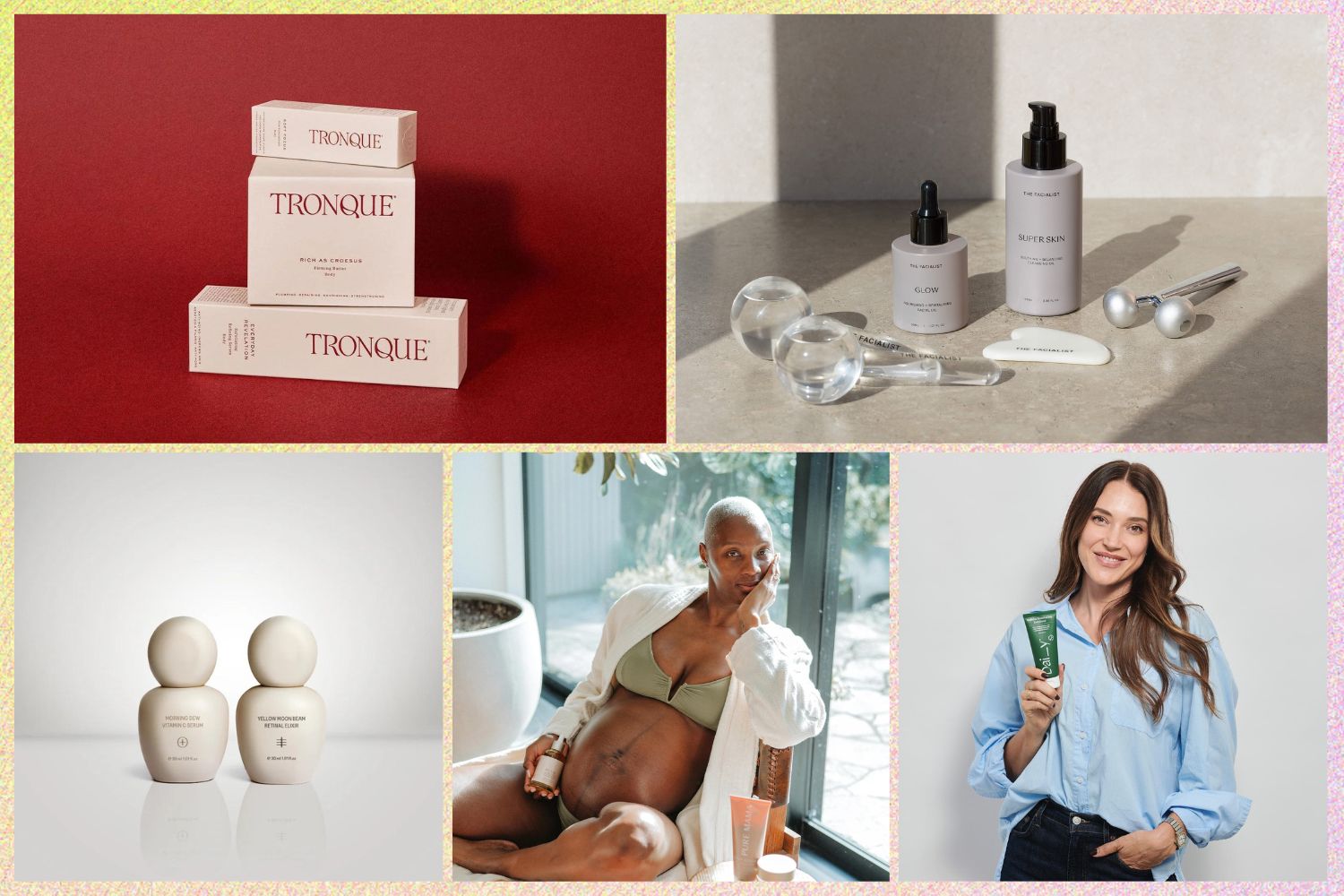 Clockwise from top left: Tronque, The Facialist, Raaie, Pure Mama, Daily Skincare. 