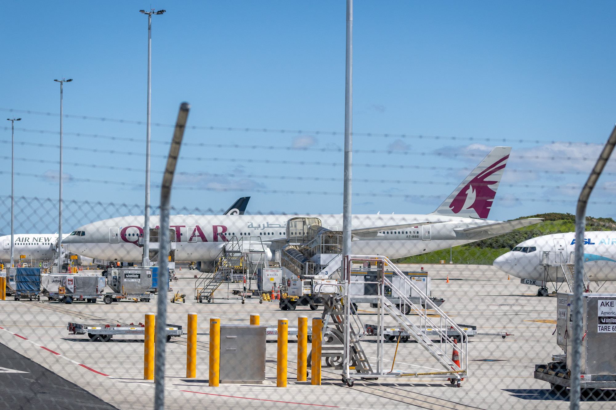 The Qatar Airways widebody aircraft grounded at Auckland Airport last week. Photo / Michael Craig