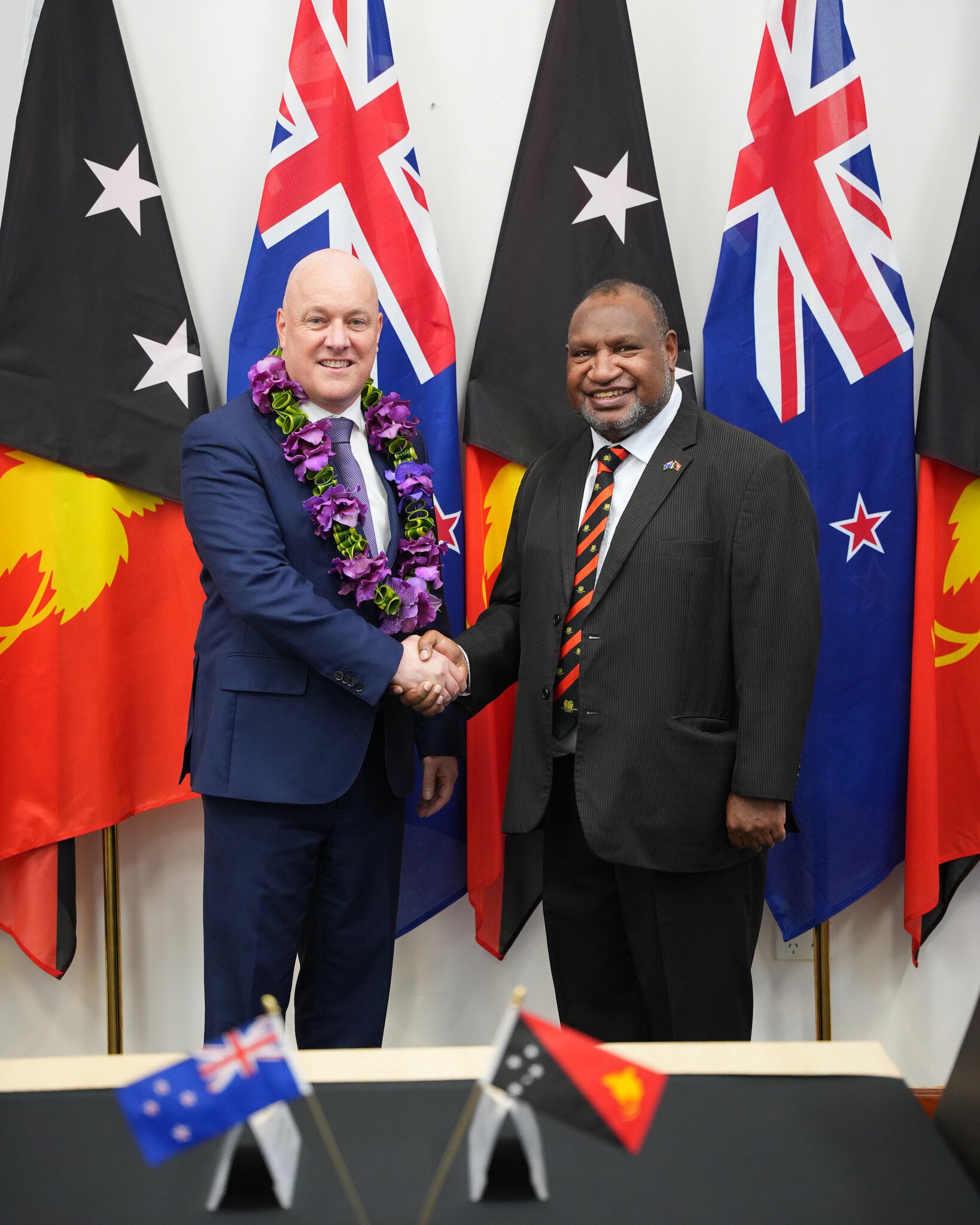 Prime Minister Christopher Luxon meeting Papua New Guinea Prime Minister James Marape in Port Moresby.