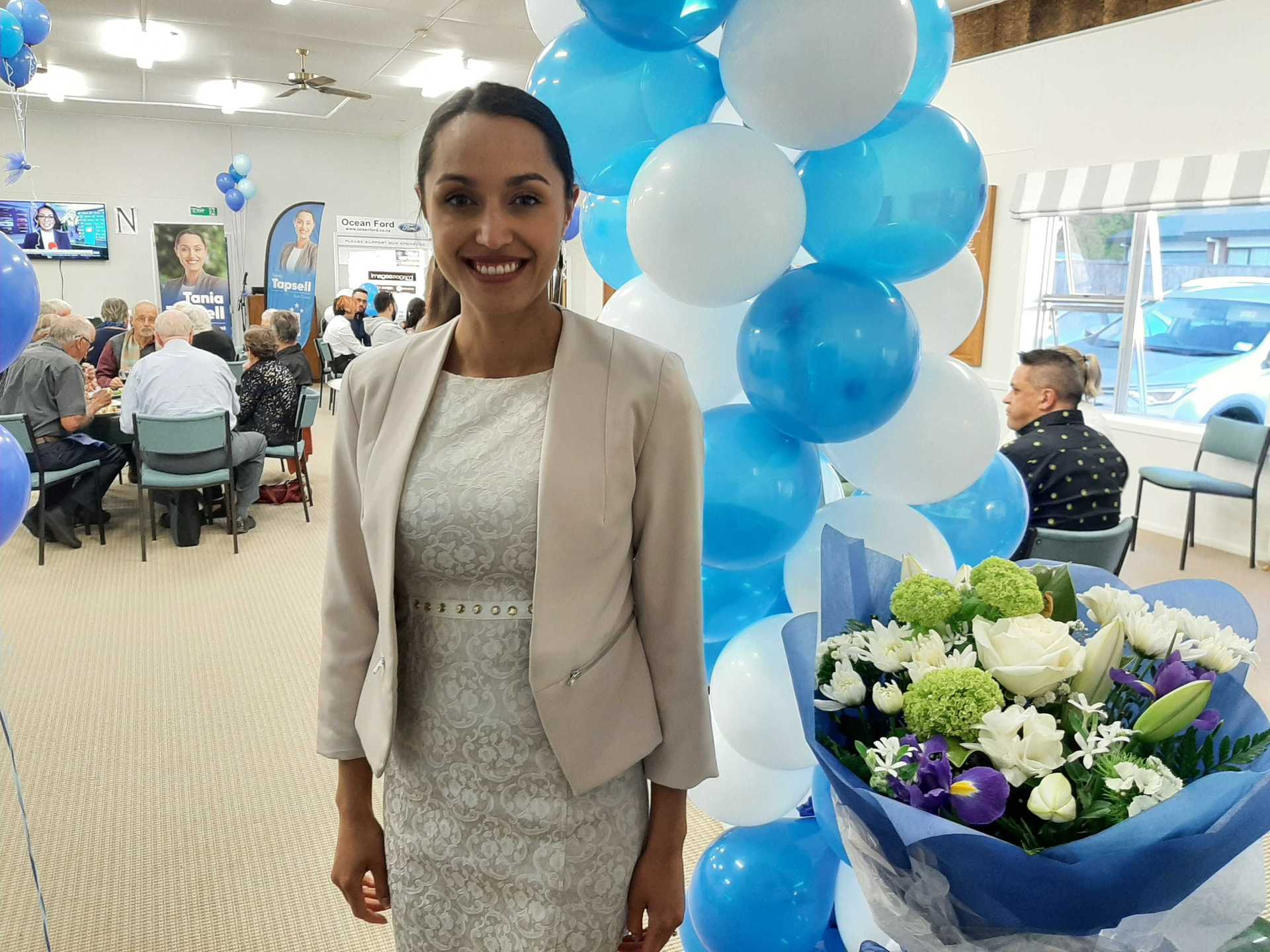 Tania Tapsell at her election party in Whakatāne. Photo / Zizi Sparks