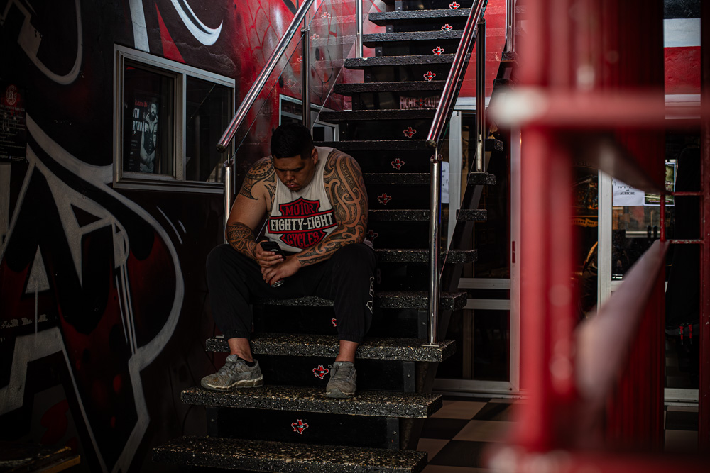 The stairs leading up to the boxing area from the kitchen. Photo / Jason Dorday