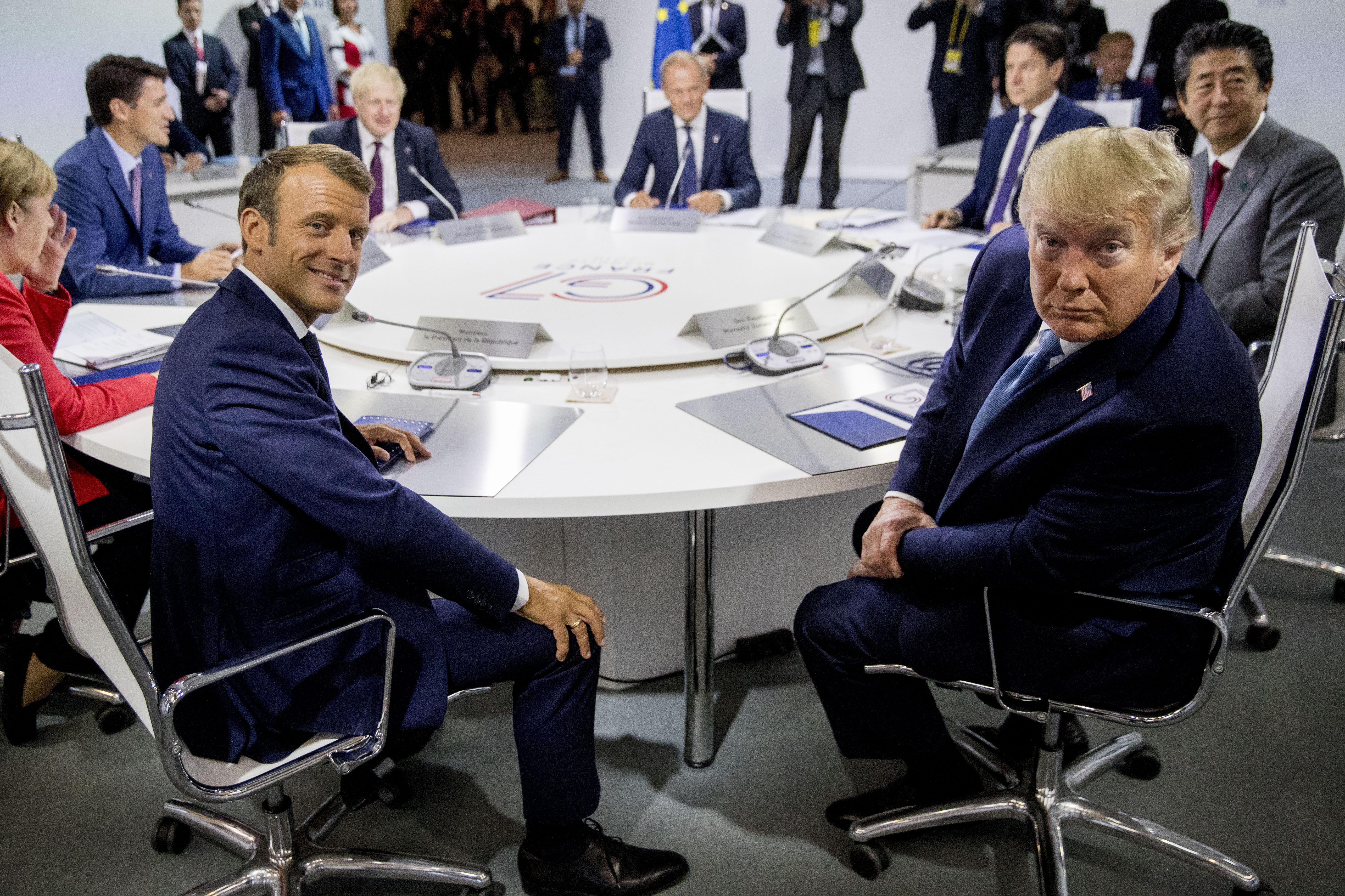 French President Emmanuel Macron and Donald Trump at the G-7 summit in Biarritz, France in 2019. Photo / AP