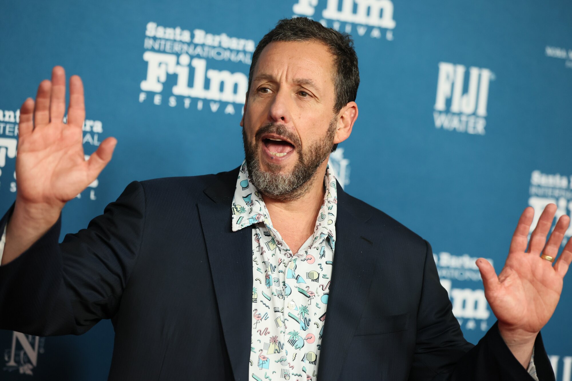Adam Sandler officiated at Taylor Swift and Travis Kelce's wedding in New York City. Photo / Getty Images