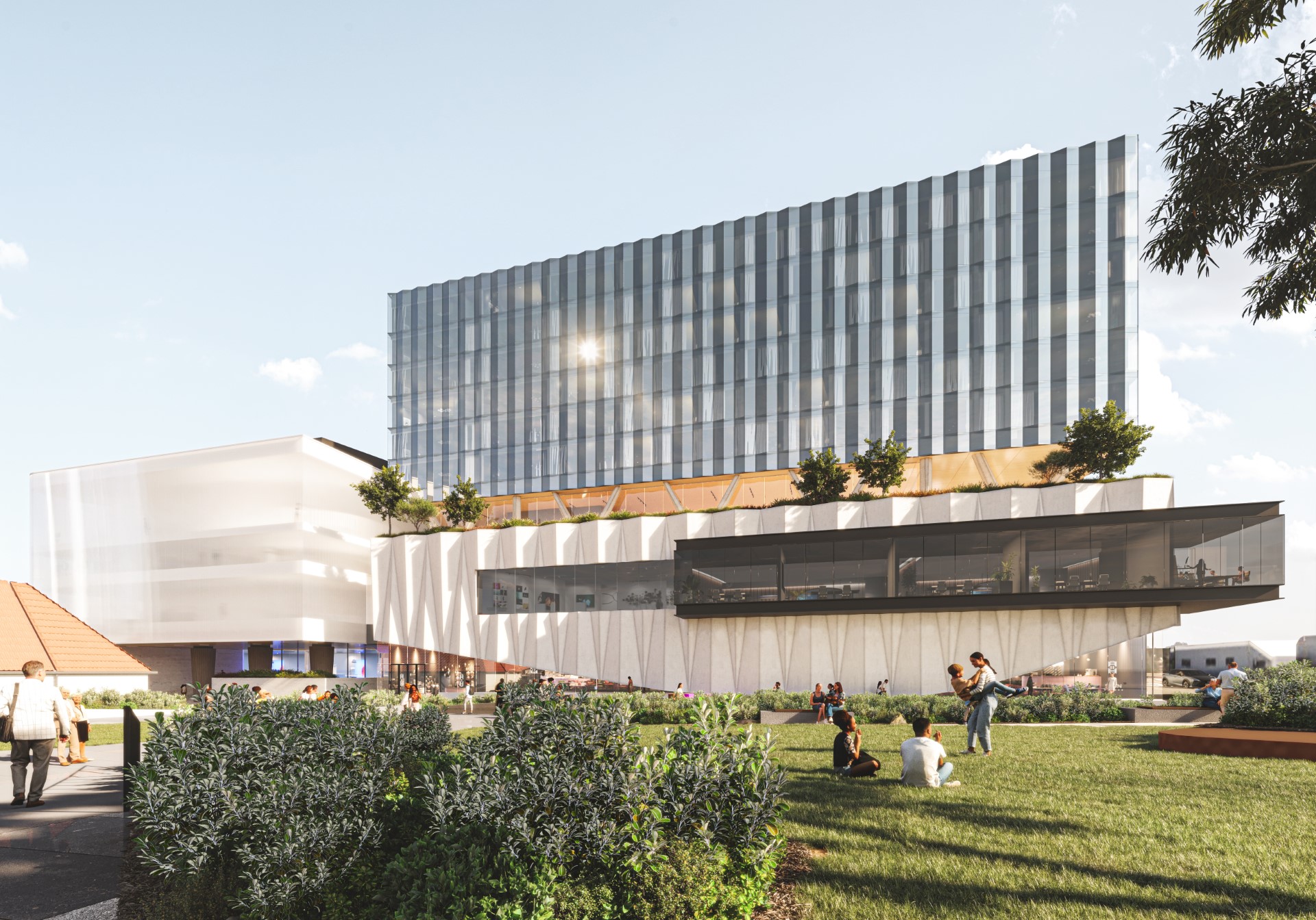 An artist's impression of a proposed hotel and conference centre in Tauranga's CBD, as part of the Te Manawataki o Te Papa project. Image / supplied