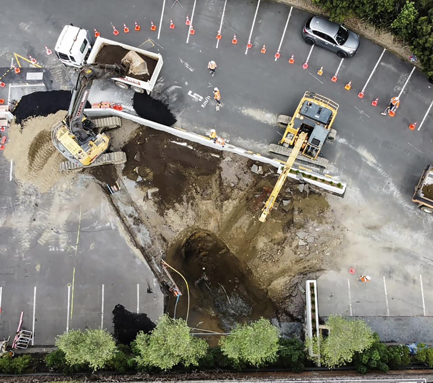 The sinkhole on St George's Bay Rd is the size of a tennis court.