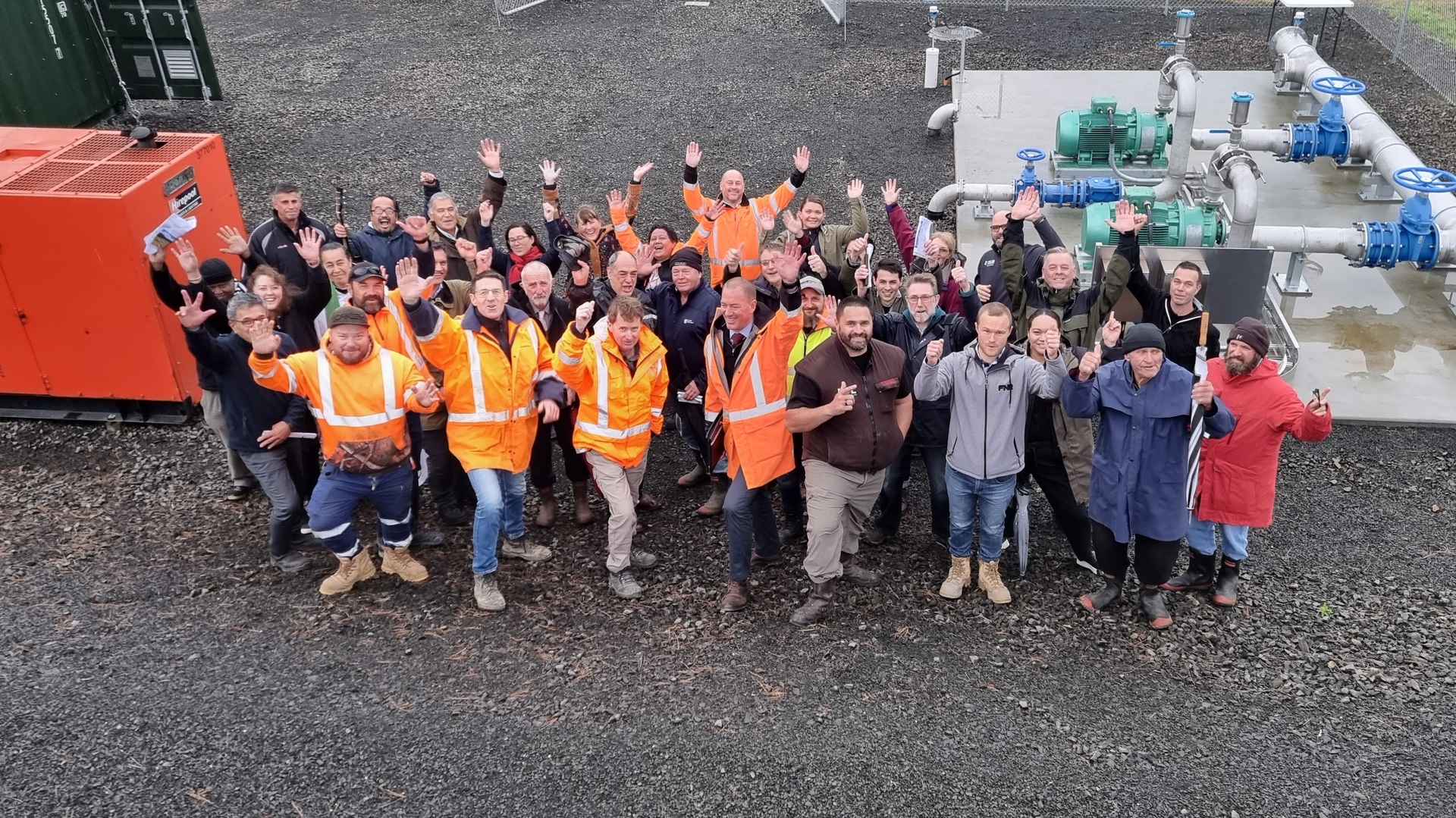 The Kaitaia water project official blessing crew at the Sweetwater pumping plant yesterday morning. Photo / Due North PR