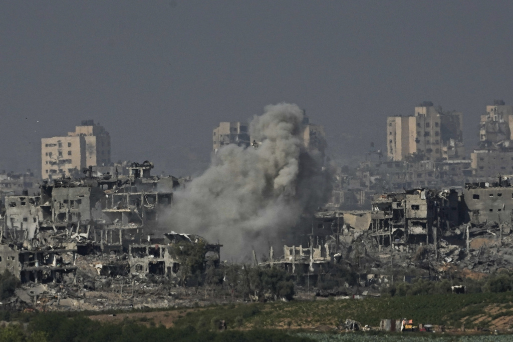 Smoke rises following an Israeli airstrike in the Gaza Strip, as seen from southern Israel on October 31. Photo / AP