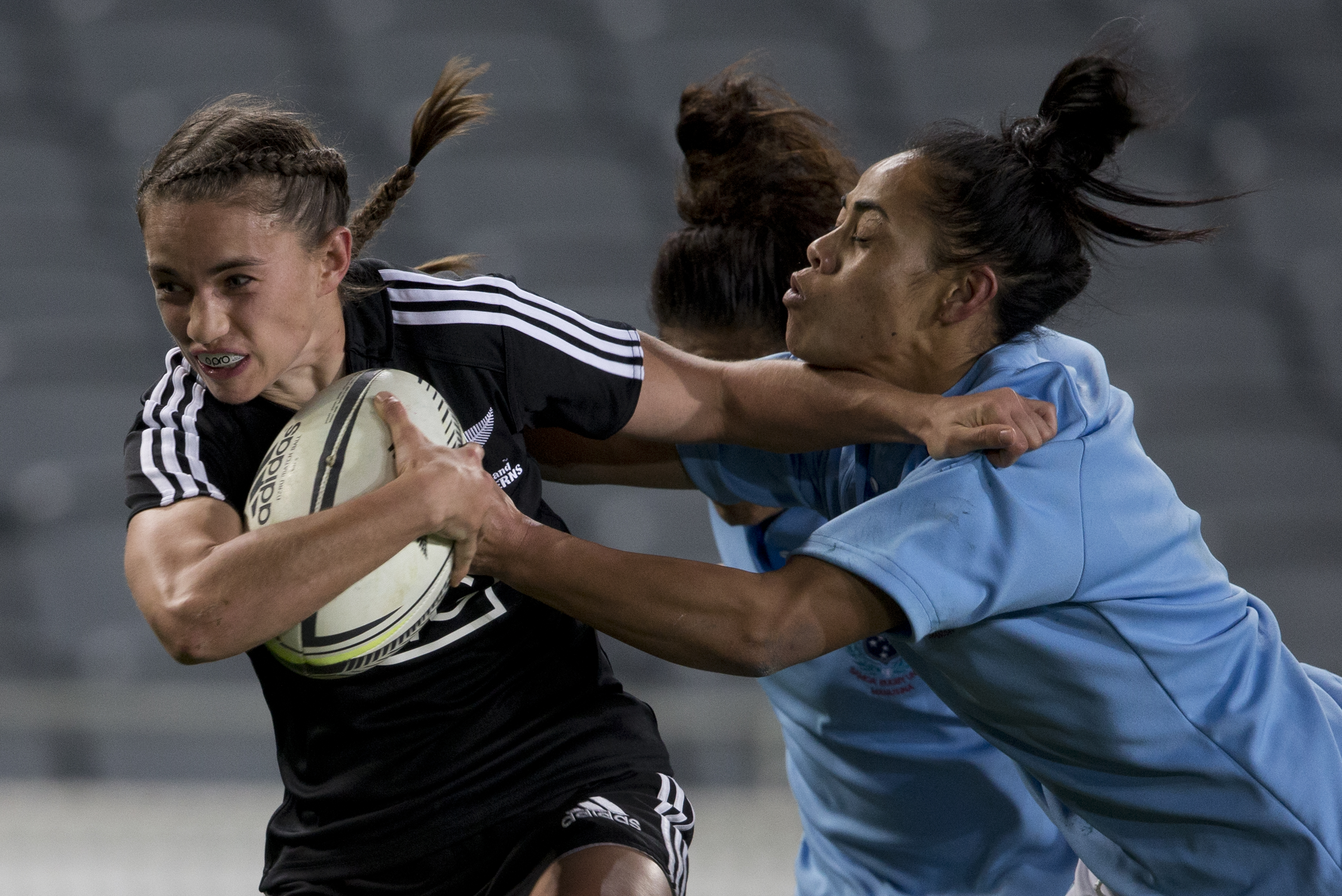 Black Ferns fullback Selica Winiata on her way to score against Manusina Samoa. Photo / Brett Phibbs