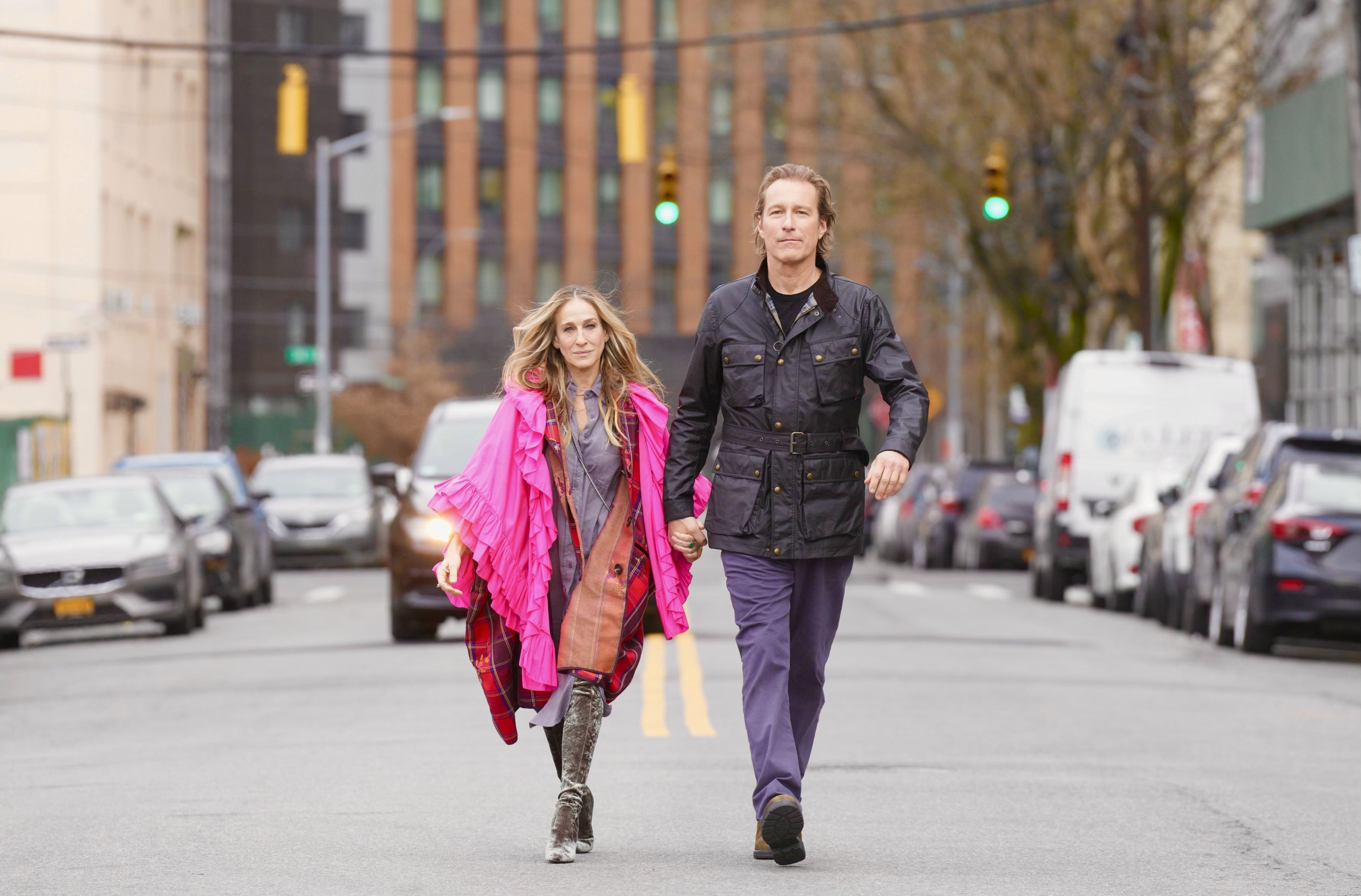 Sarah Jessica Parker and John Corbett on the set of series two of And Just Like That.