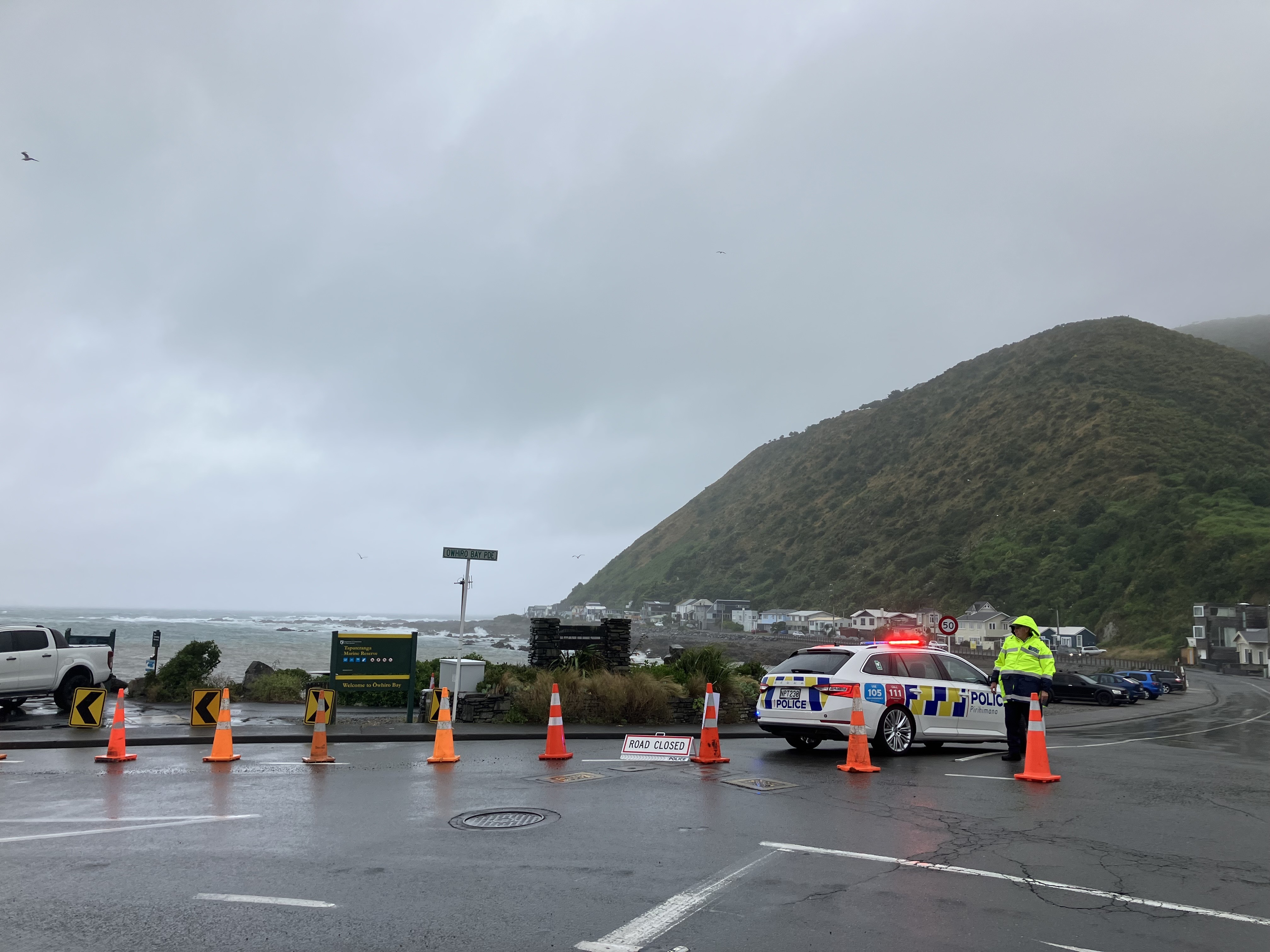Owhiro Bay Parade was cordoned off the day of the incident. Photo / Adam Ray