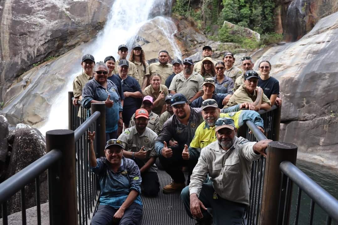 The Ngāti Kuri Taiao Team on a recent knowledge exchange in Australia with the  traditional owners of Girringun National Park. Ngāti Kuri has just received $6.6 million to scale up land restoration and save threatened species.