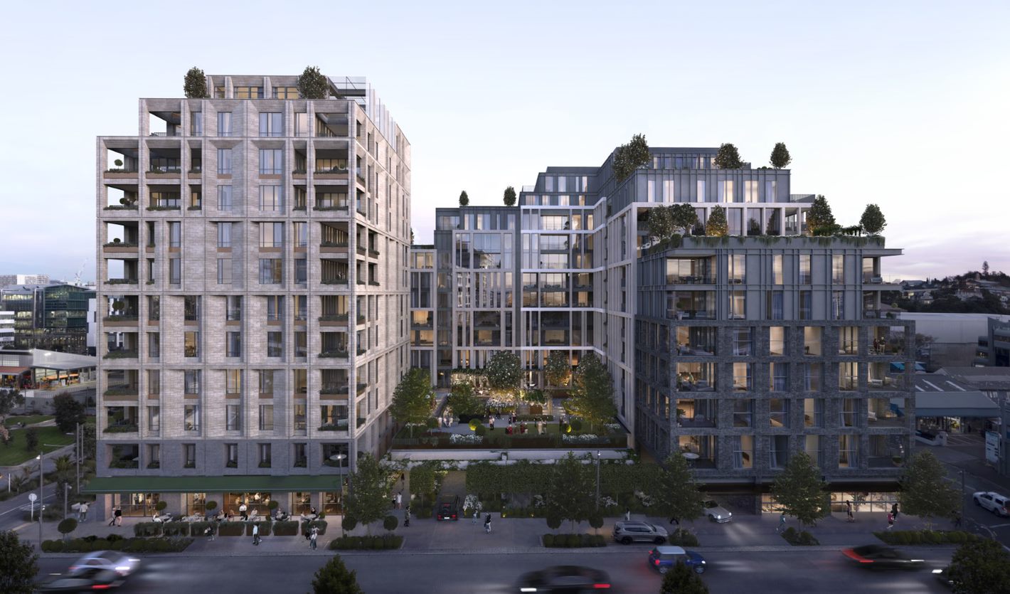 How the 12-level Northbrook Wynyard Quarter is planned to look on completion. Photo / Supplied