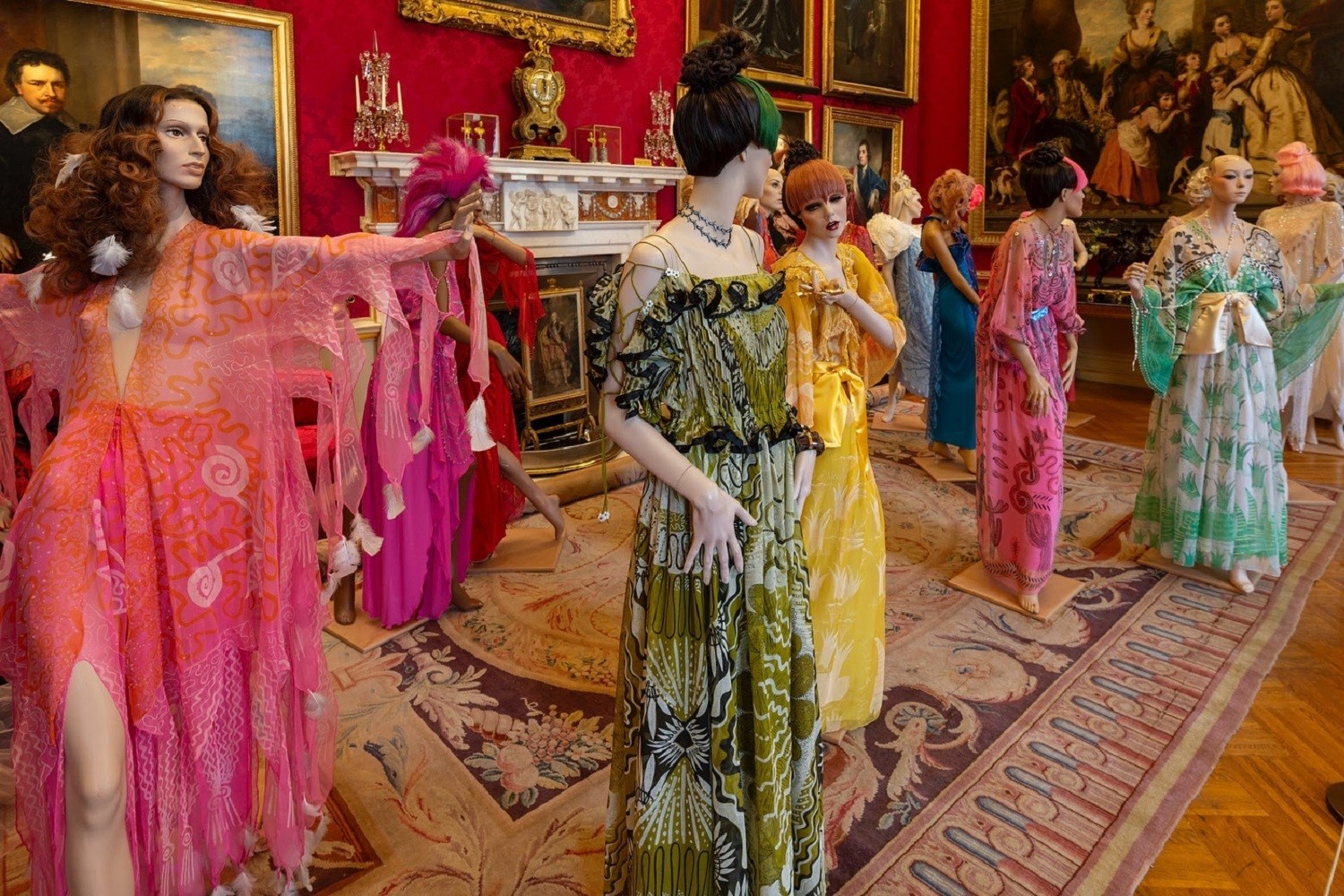 Original garments by Rhodes, from the archive of the Zandra Rhodes Foundation, on display at Blenheim Palace for the Icons of British Fashion exhibition. Photo / @zandra_rhodes_