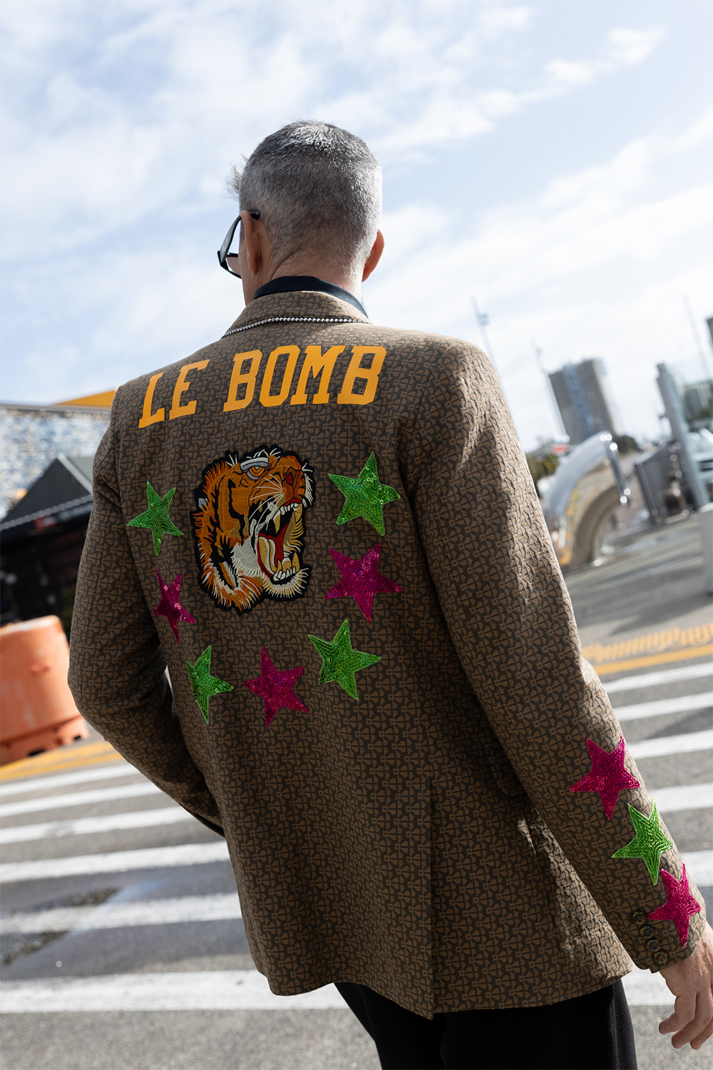 Mulligan's couture blazer from World Man. Photo / Katie Begbie
