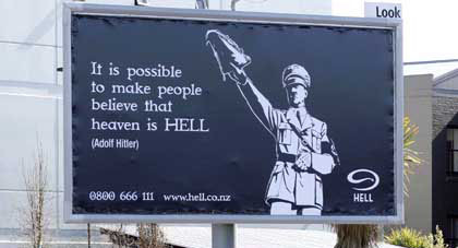 The offending Hitler billboard. Photo / Supplied
