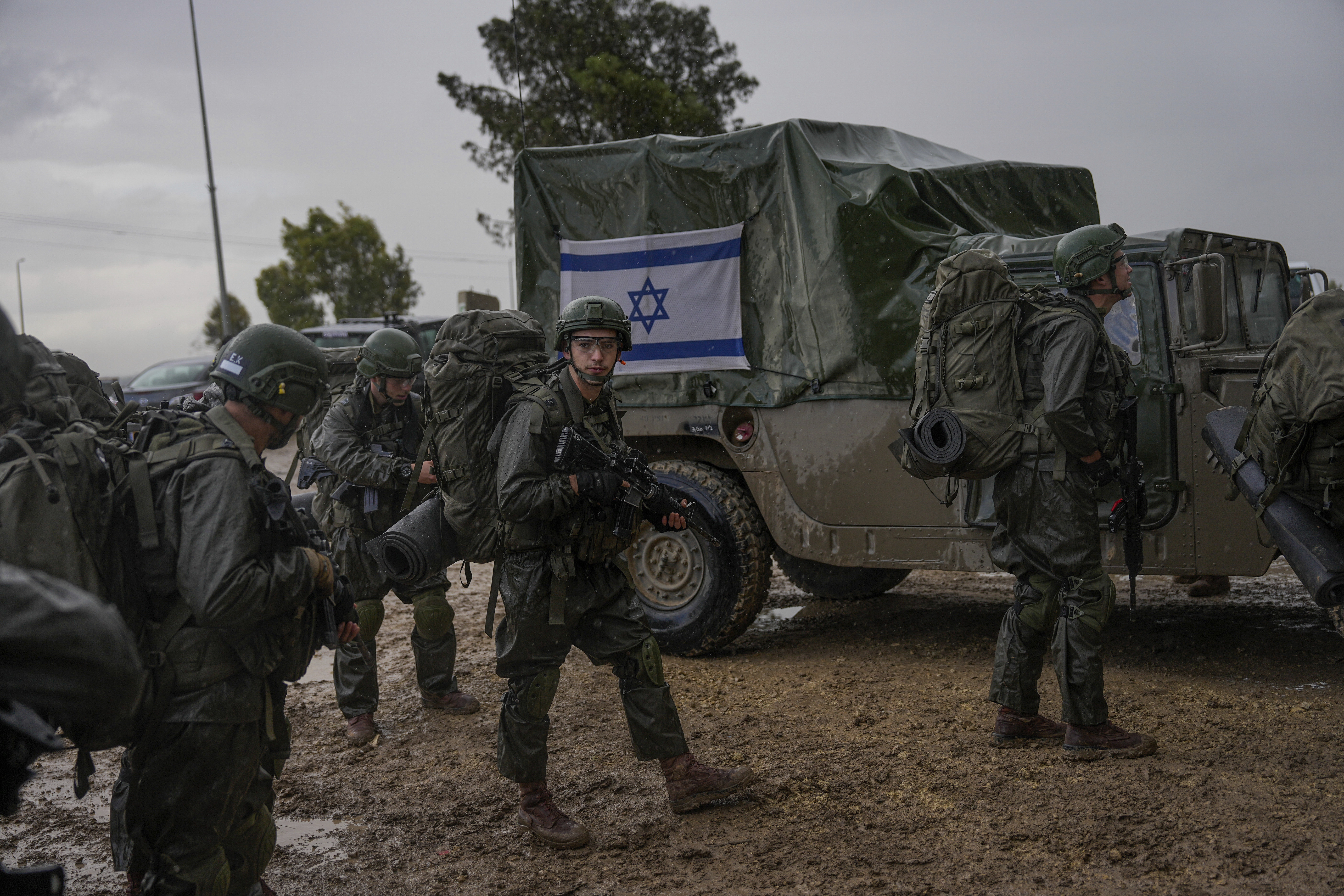 Israeli soldiers prepare to enter the Gaza Strip, at a staging area near the Israeli-Gaza border, in southern Israel. Photo / AP