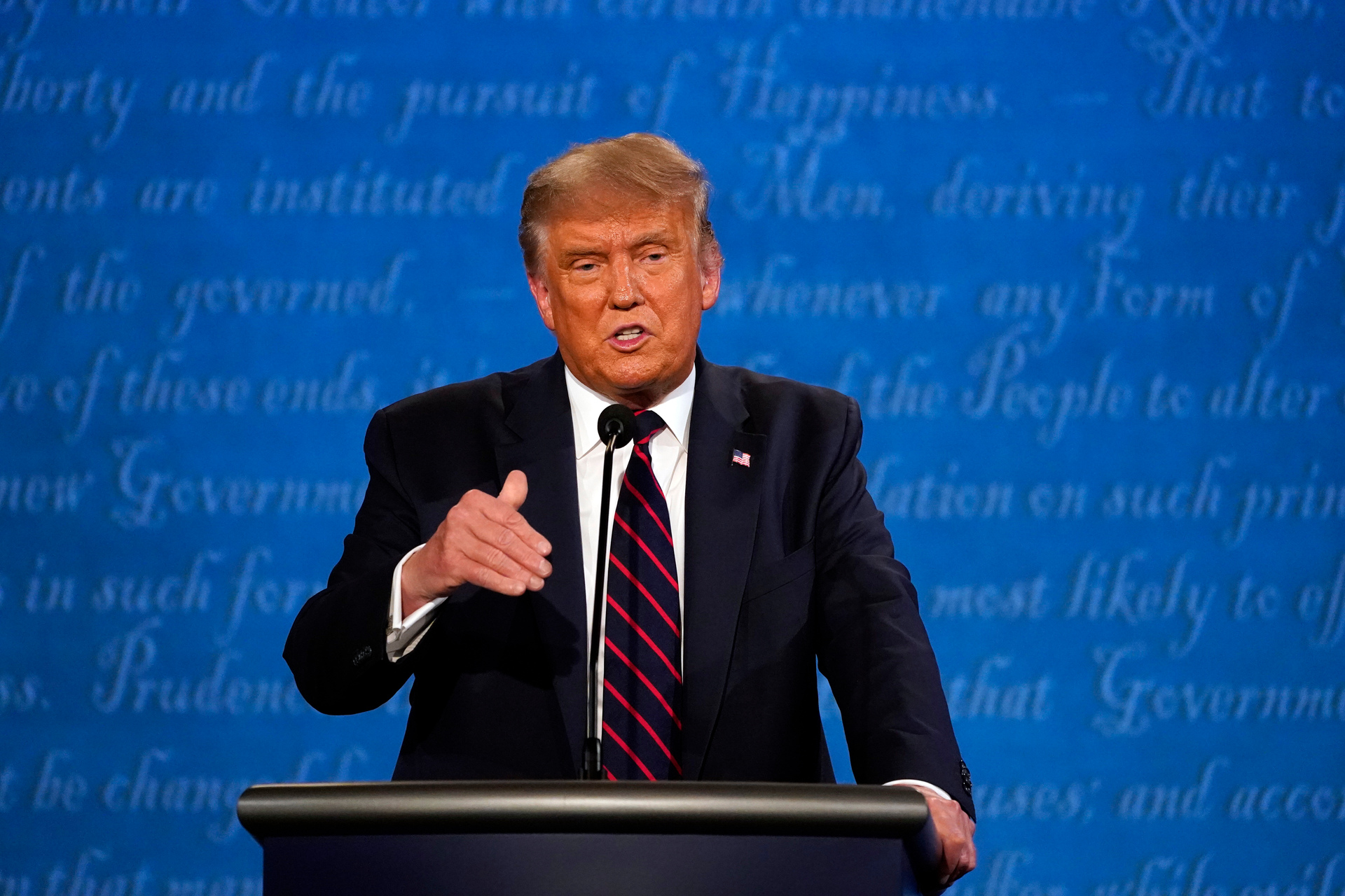 Donald Trump speaks during the first presidential debate with Joe Biden. Photo / AP