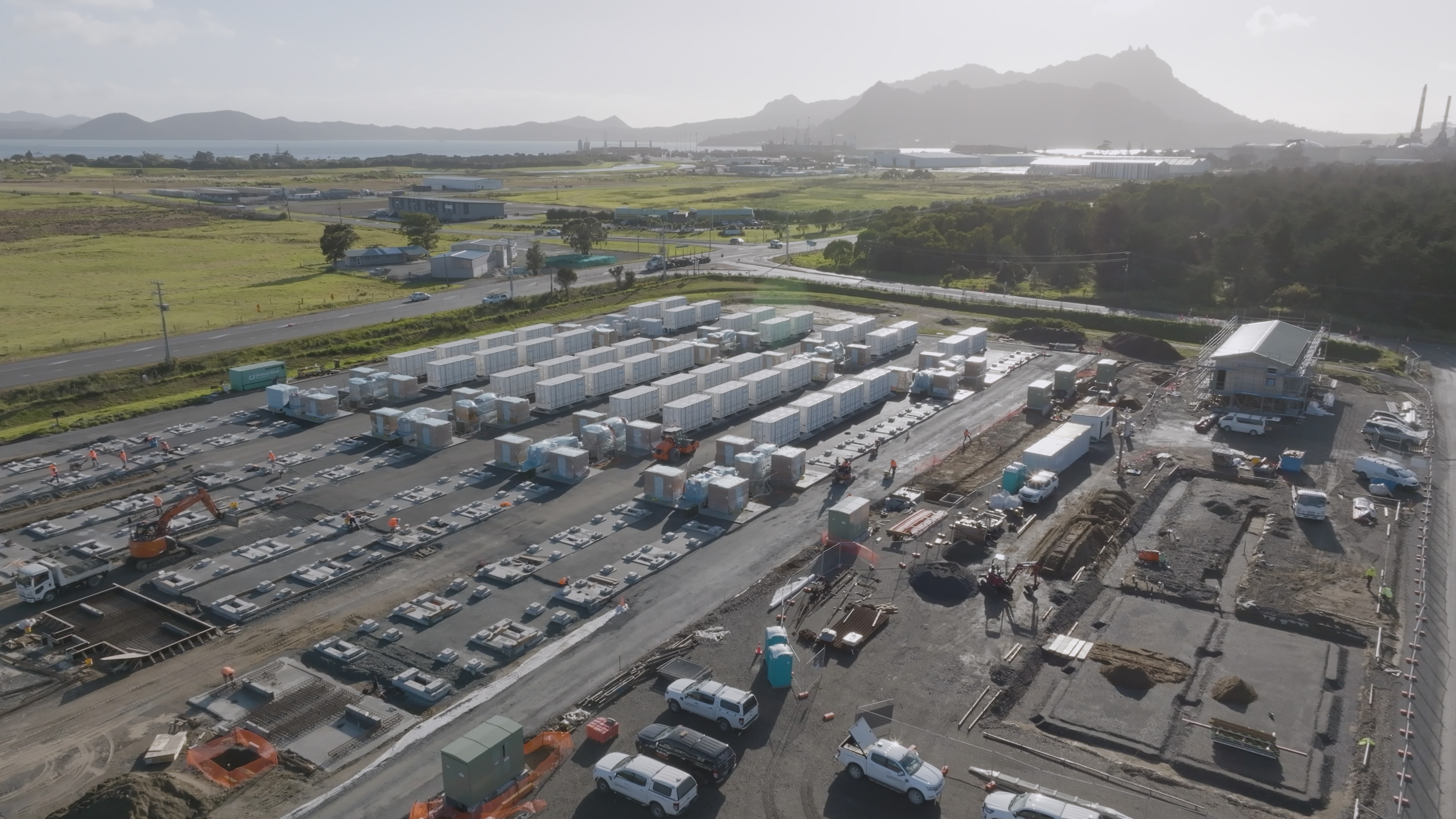 New Zealand’s first battery energy storage site takes shape at Ruakākā, alongside where Northland’s biggest solar farm has just got the green light. The developments are expected to change the region’s renewable energy landscape.Photo / Meridian Energy