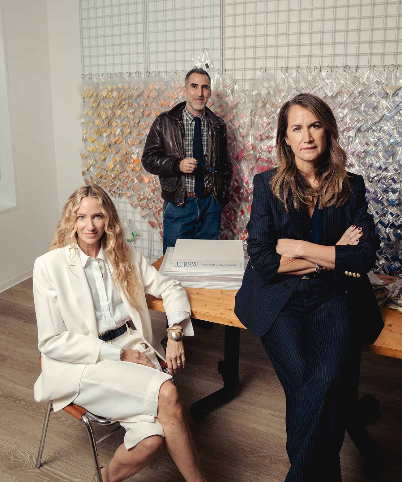 From left: Olympia Gayot, Brendon Babenzien and Libby Wadle at the J. Crew offices in Lower Manhattan. Photo / Amir Hamja, The New York Times
