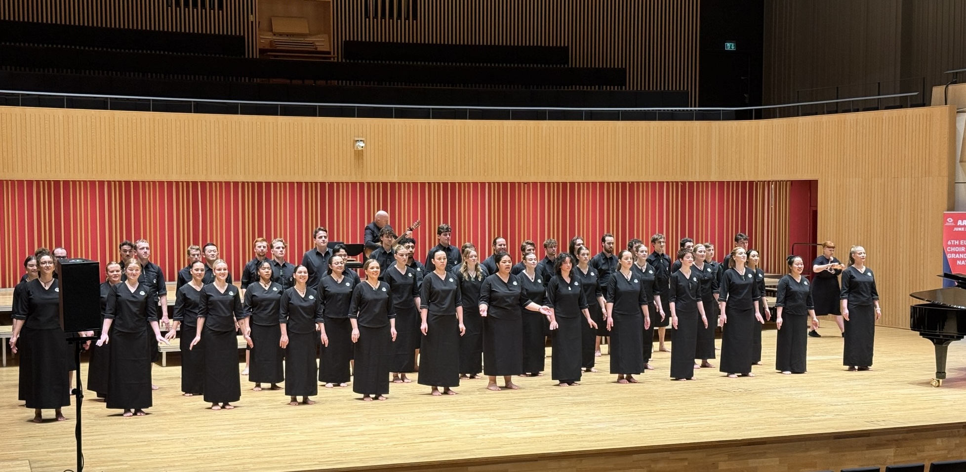 The NZ Youth Choir rehearsing at the European Choir Games 2025 in Aarhus, Denmark.