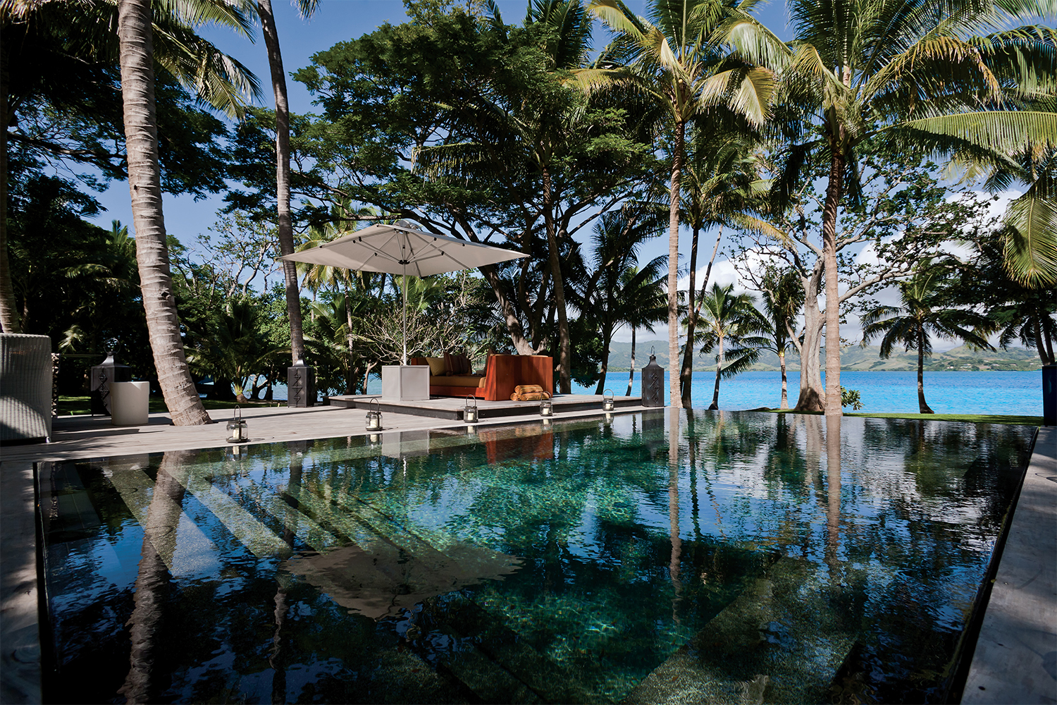 The exotic infinity pool is situated below the main bure. Photo / Supplied