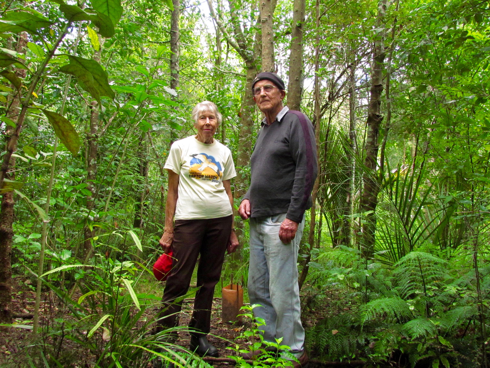 Viola and Phil Palmer in the Greendale Reserve. Photo / Catherine Knight.