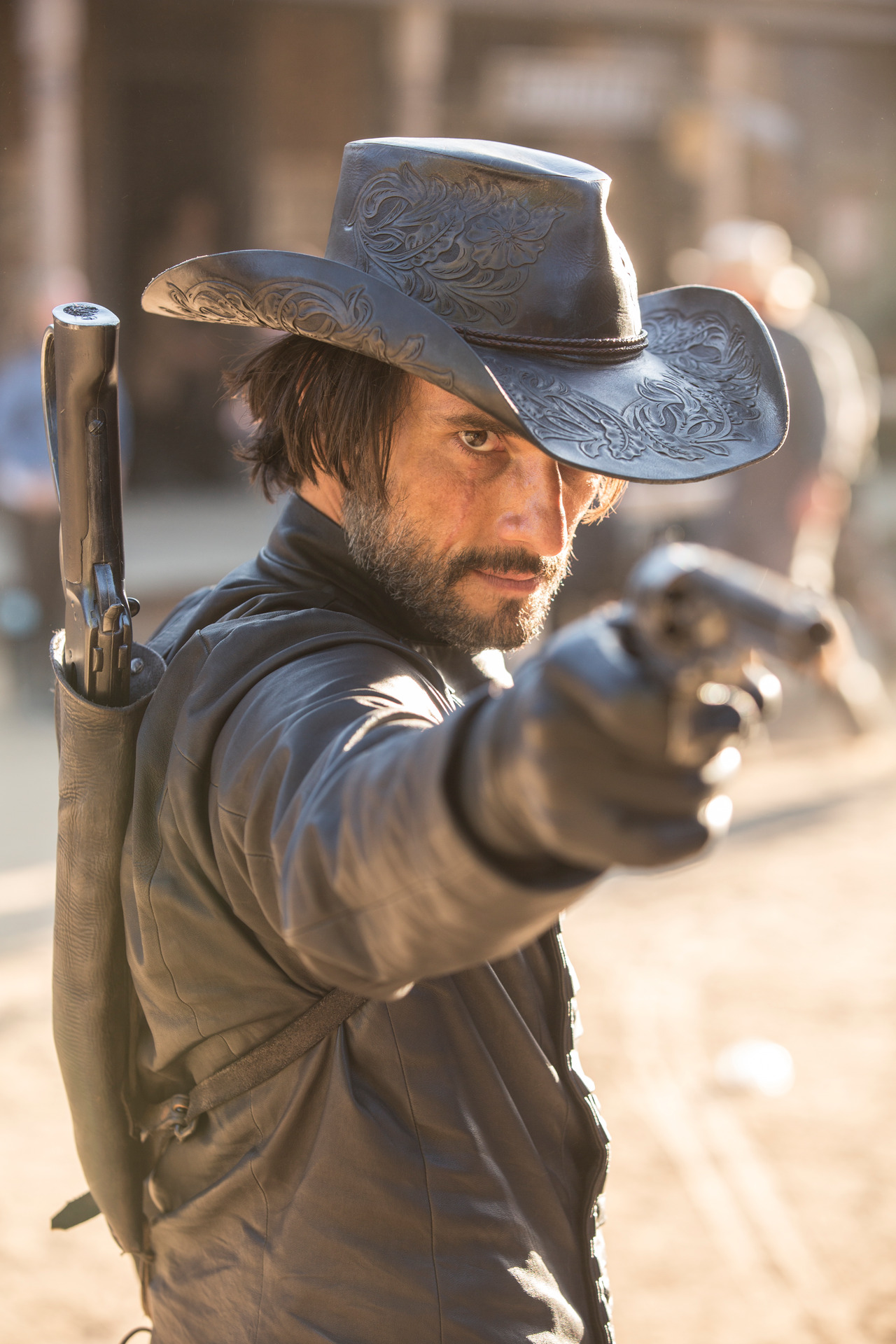 Hector Escaton, played by Rodrigo Santoro, is a wanted criminal with a bounty on his head in Westworld. Photo / Supplied