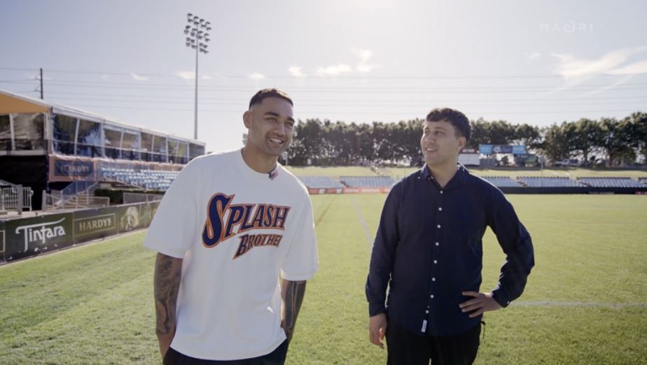 Briton Nikora Te Ao With Moana's Hikurangi Jackson at Shark Park, Australia. 