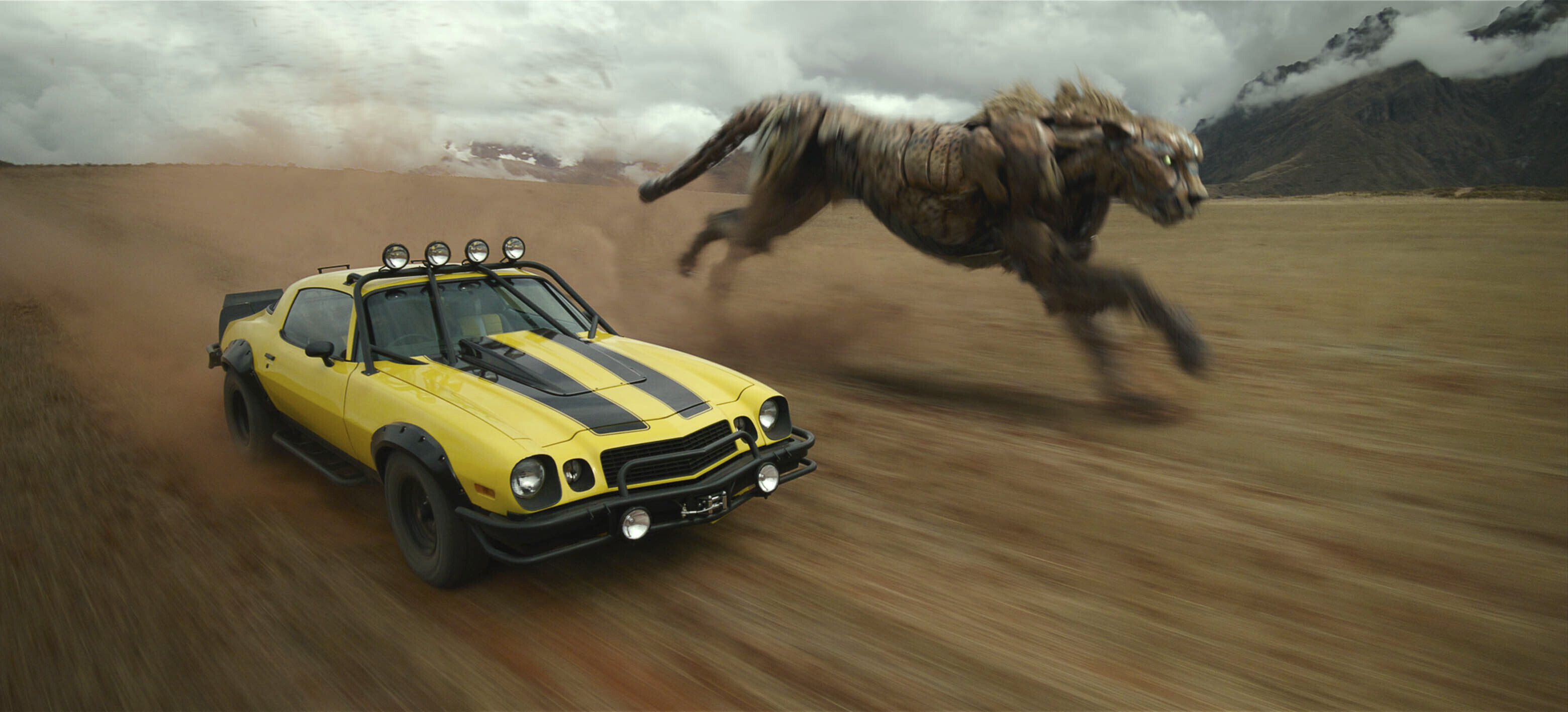 This image released by Paramount Pictures shows Bumblebee, left, and Cheetor in a scene from 